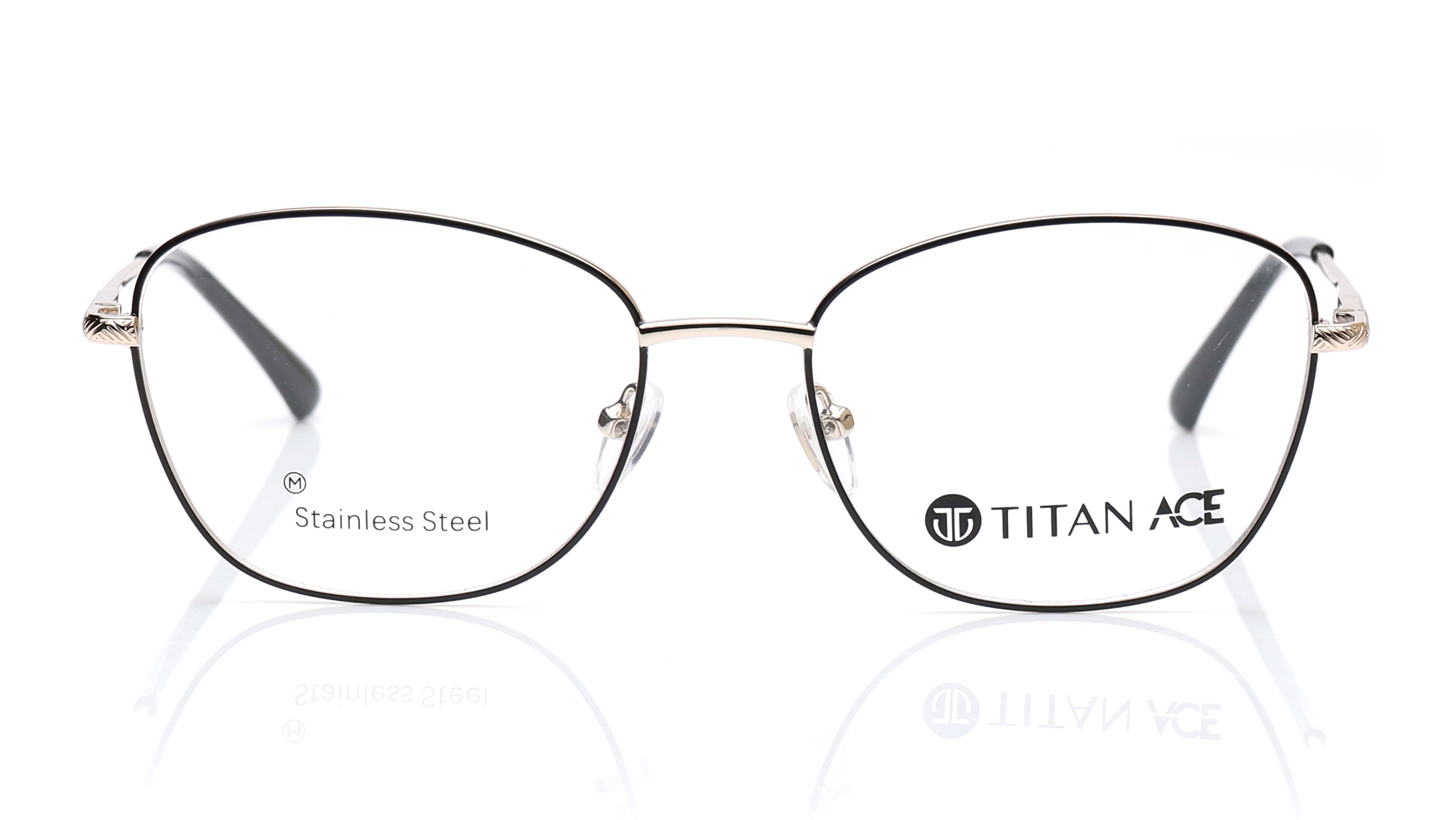 Image 1 of Gold Cateye Eyeglasses for Women from Titan Available at Titan Eye+