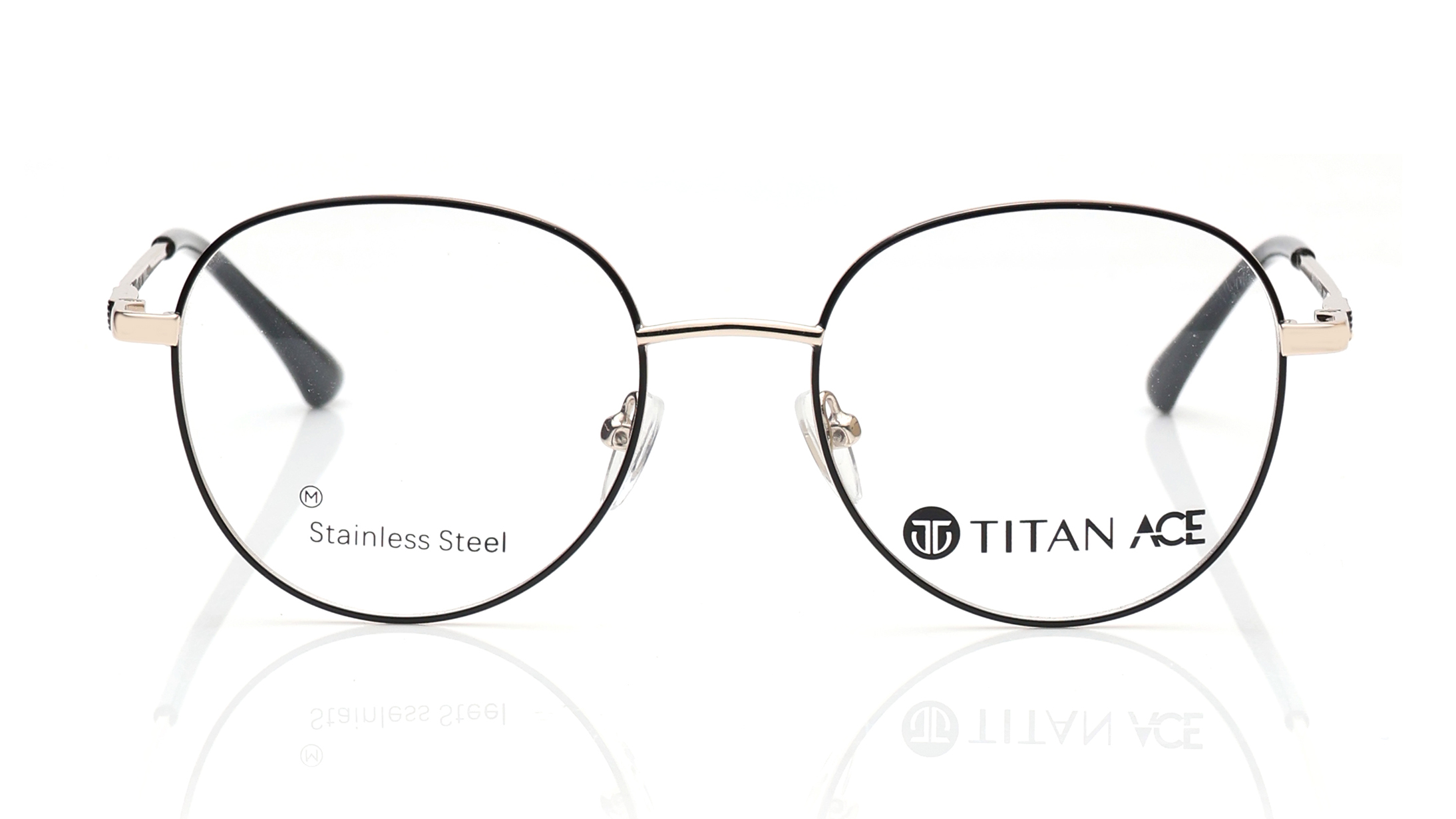 Image 1 of Black Round Eyeglasses for Men and Women from Titan Available at Titan Eye+