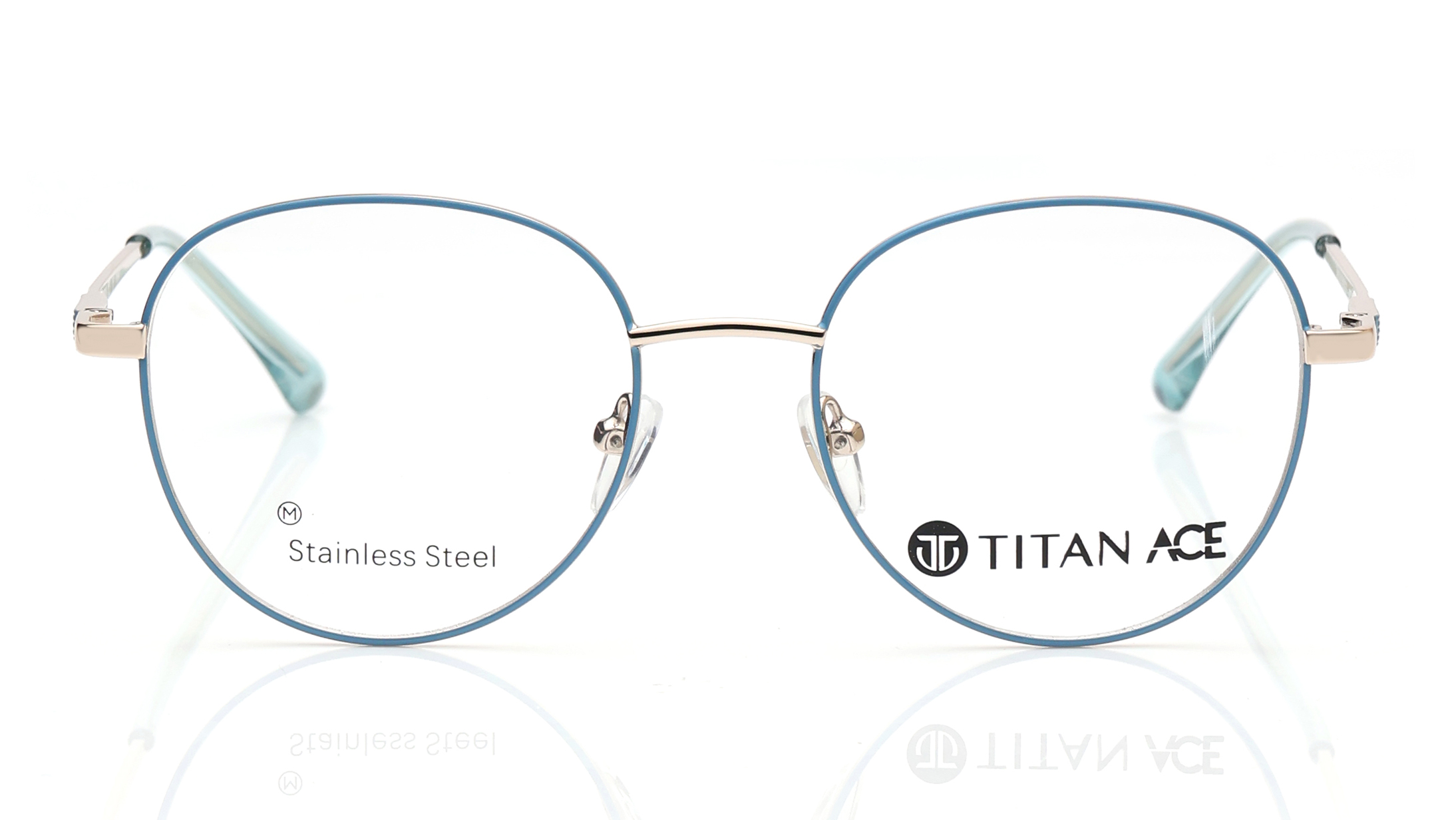 Image 1 of Gold Round Eyeglasses for Men and Women from Titan Available at Titan Eye+