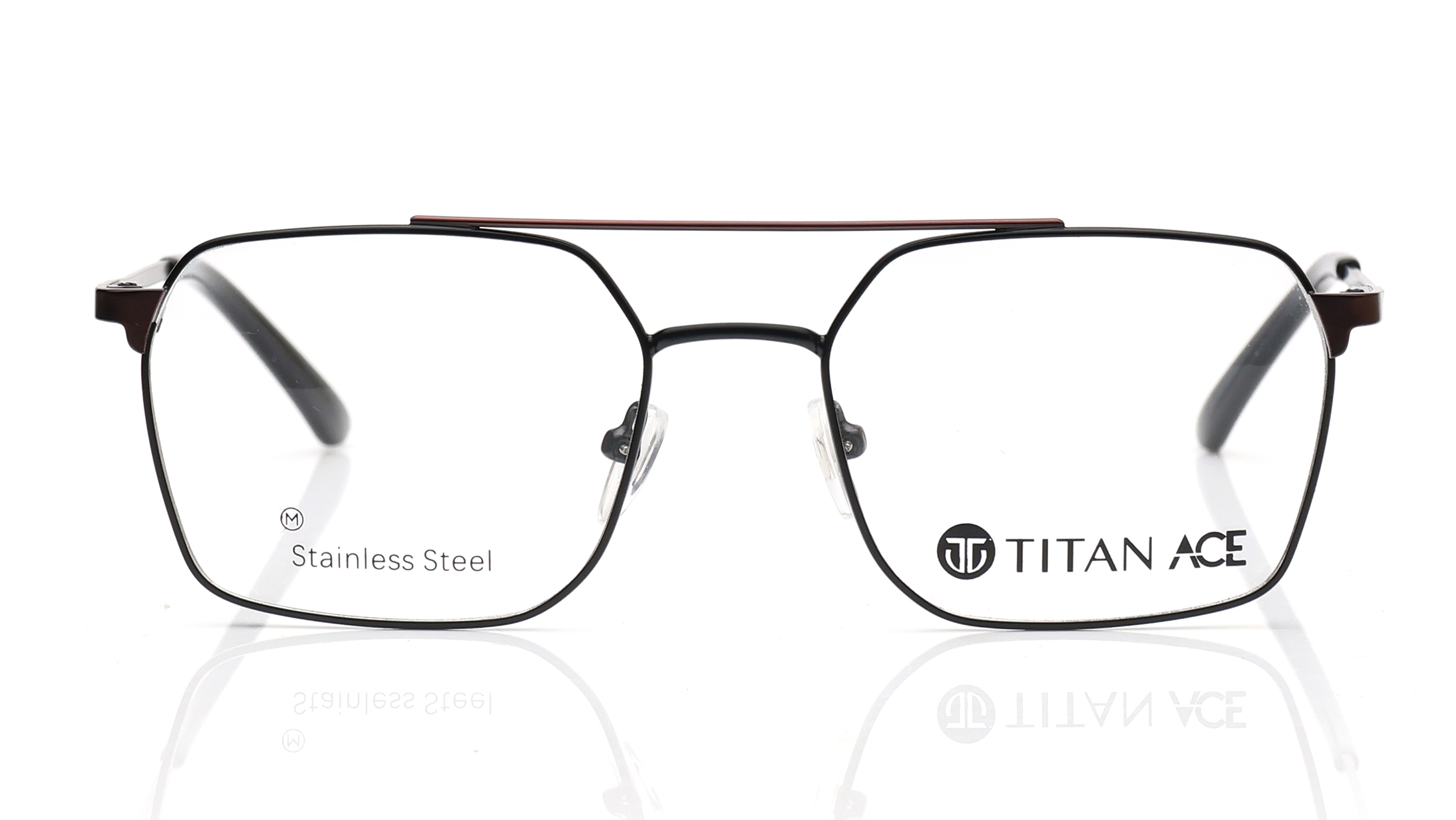 Image 1 of Black Navigator Eyeglasses for Men from Titan Available at Titan Eye+