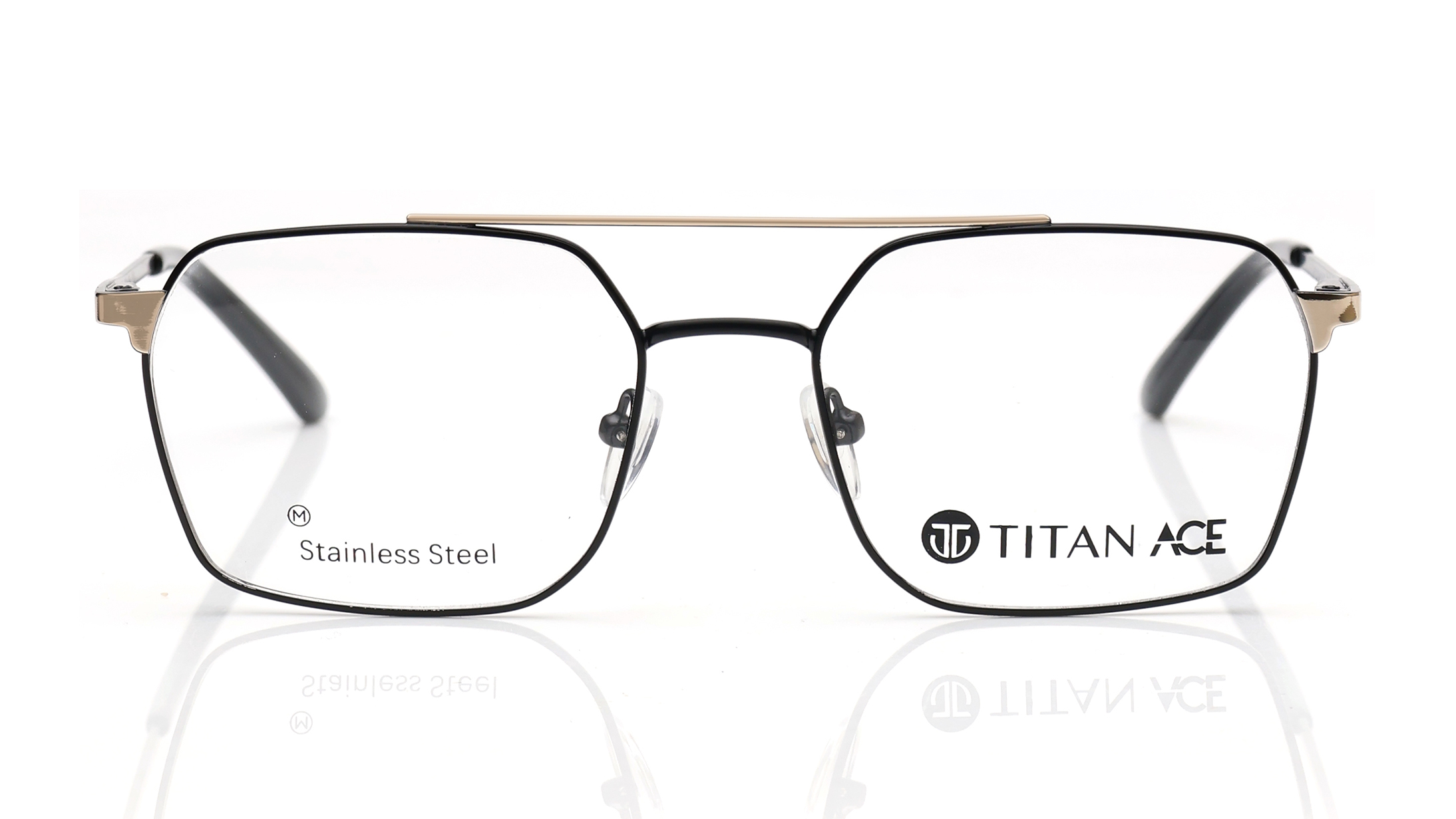 Image 1 of Gold Navigator Eyeglasses for Men from Titan Available at Titan Eye+