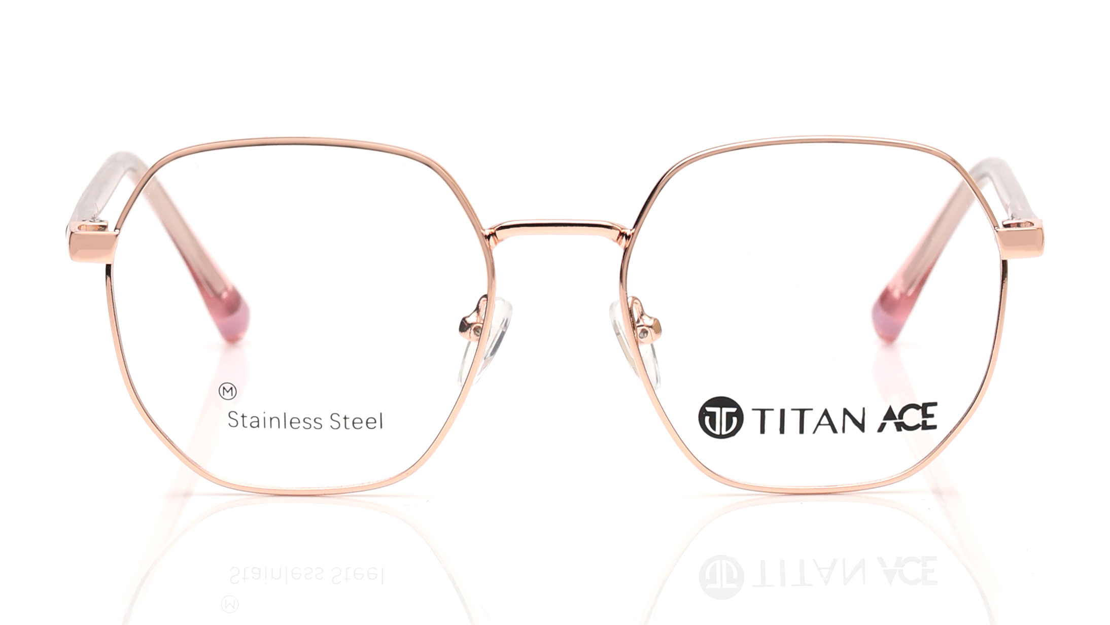 Image 1 of Rose Gold Geometric Eyeglasses for Men and Women from Titan Available at Titan Eye+