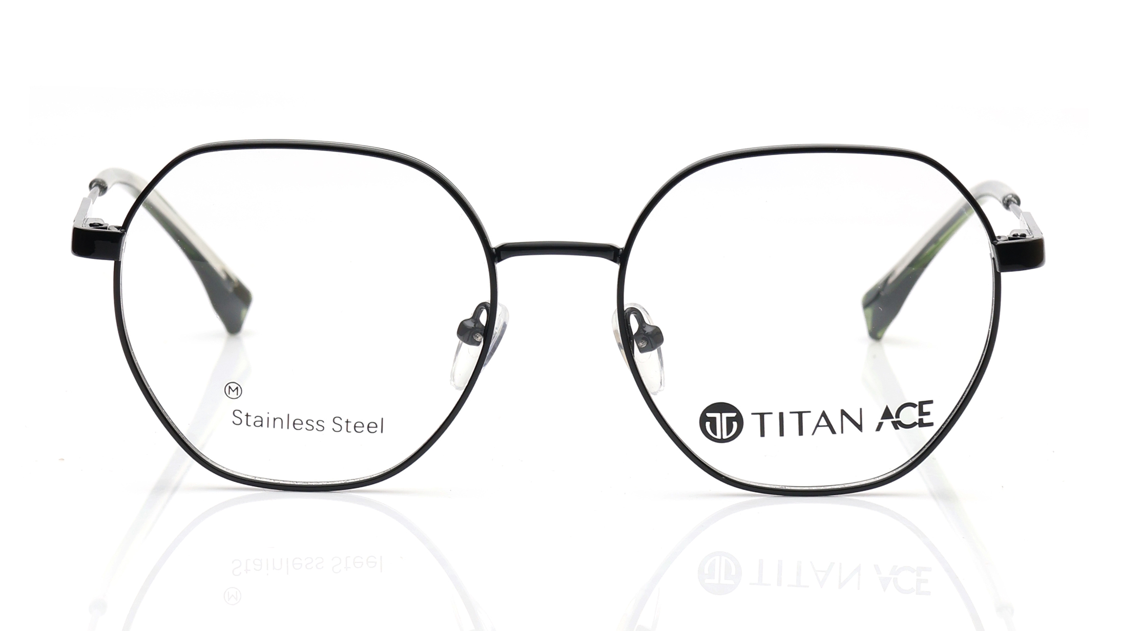Image 1 of Black Geometric Eyeglasses for Men and Women from Titan Available at Titan Eye+