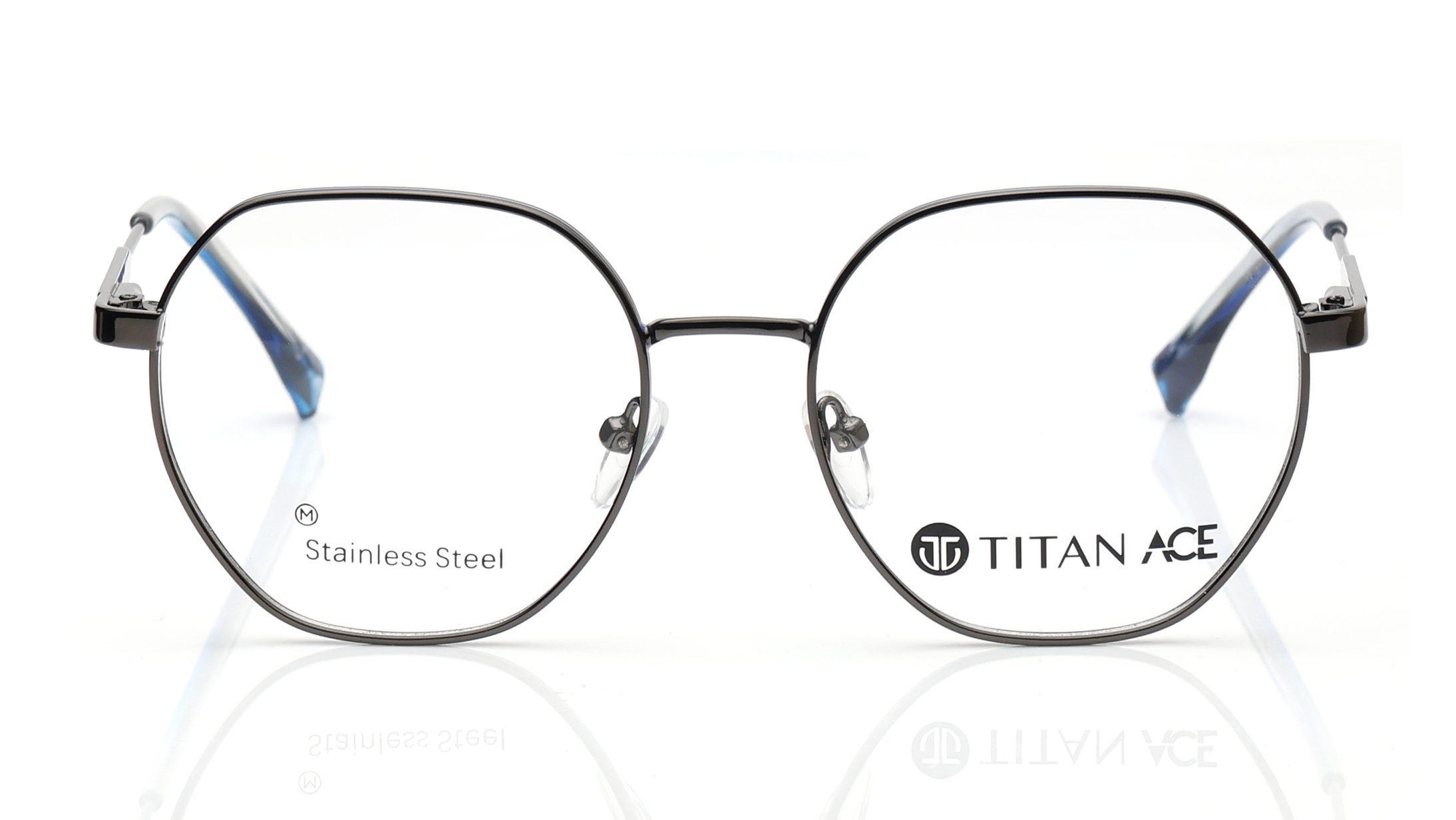 Image 1 of Black Geometric Eyeglasses for Men and Women from Titan Available at Titan Eye+