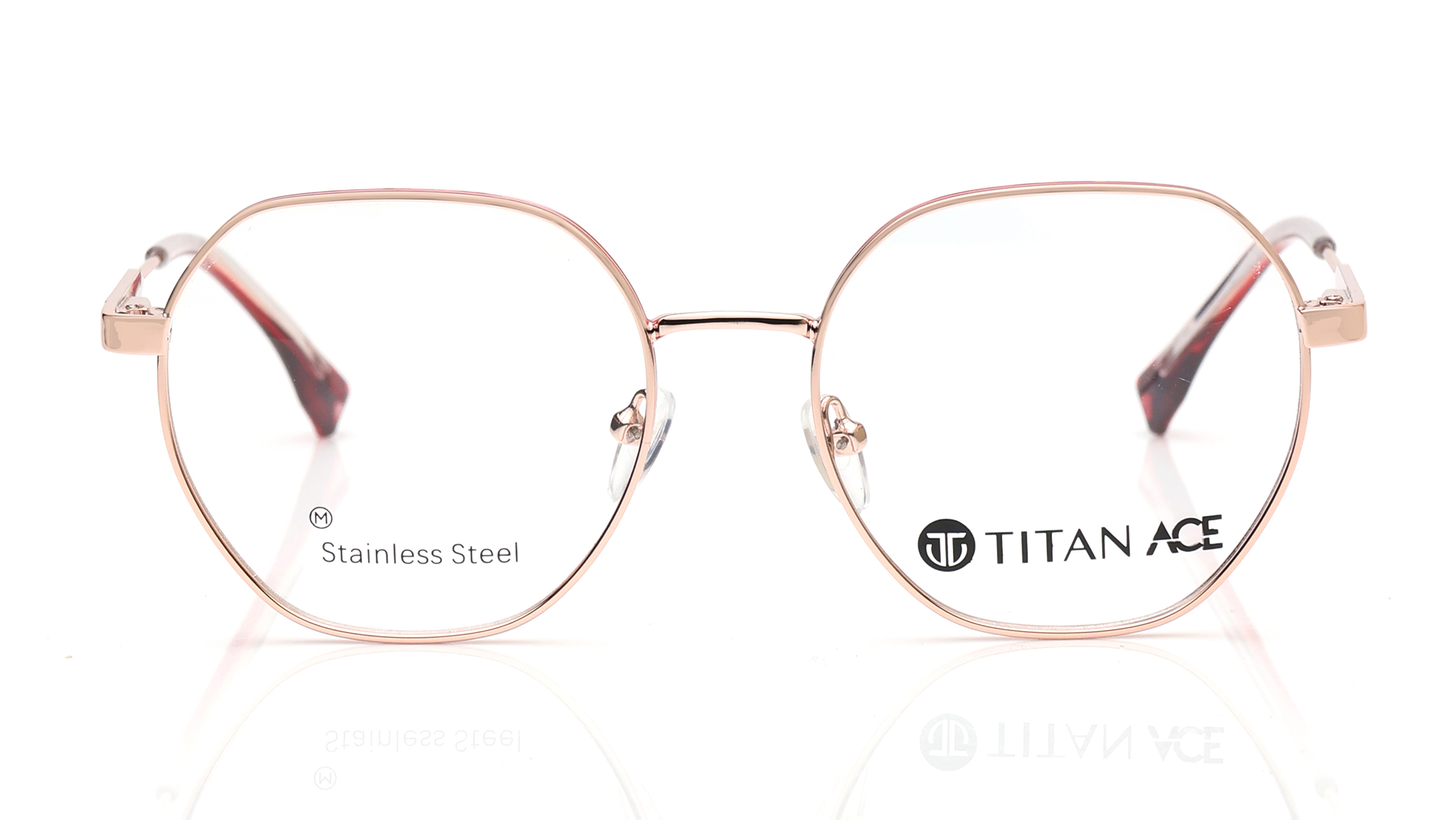 Image 1 of Rose Gold Round Eyeglasses for Men and Women from Titan Available at Titan Eye+