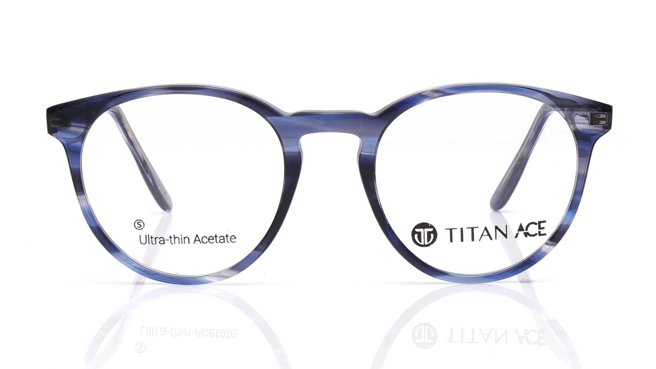 Image 1 of Blue Round Eyeglasses for Men and Women from Titan Available at Titan Eye+