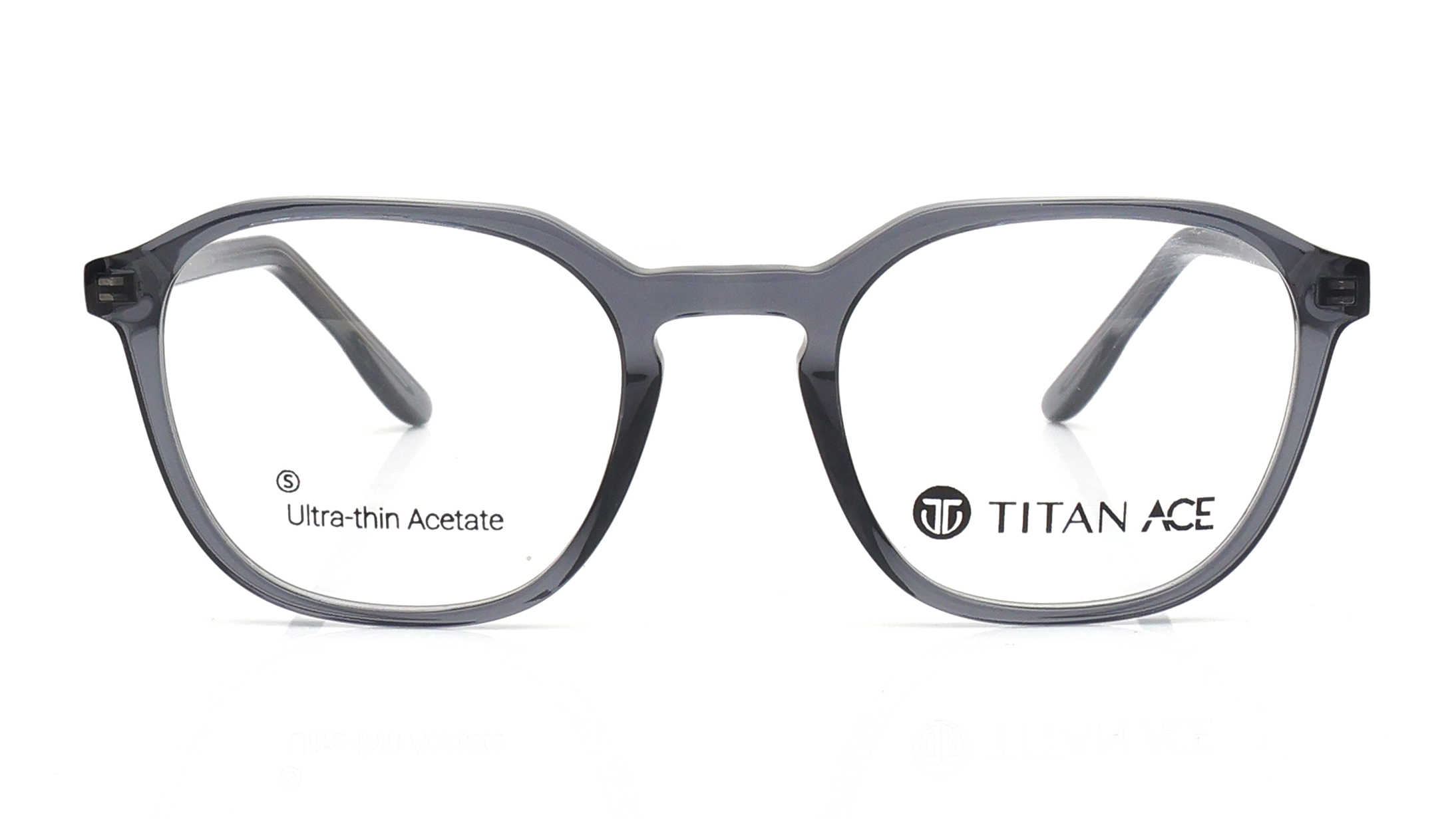 Image 1 of Grey Geometric Eyeglasses for Men and Women from Titan Available at Titan Eye+