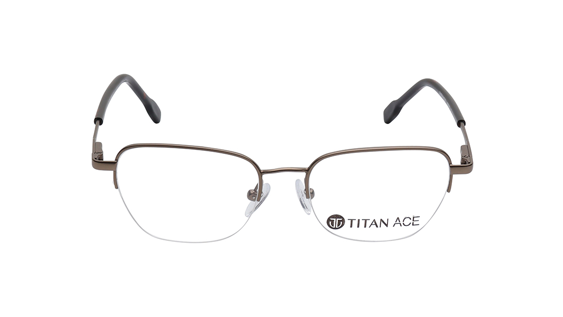 Image 1 of Bugeye Grey Semi Rim Eyeglasses for Women from Titan Available at Titan Eye+