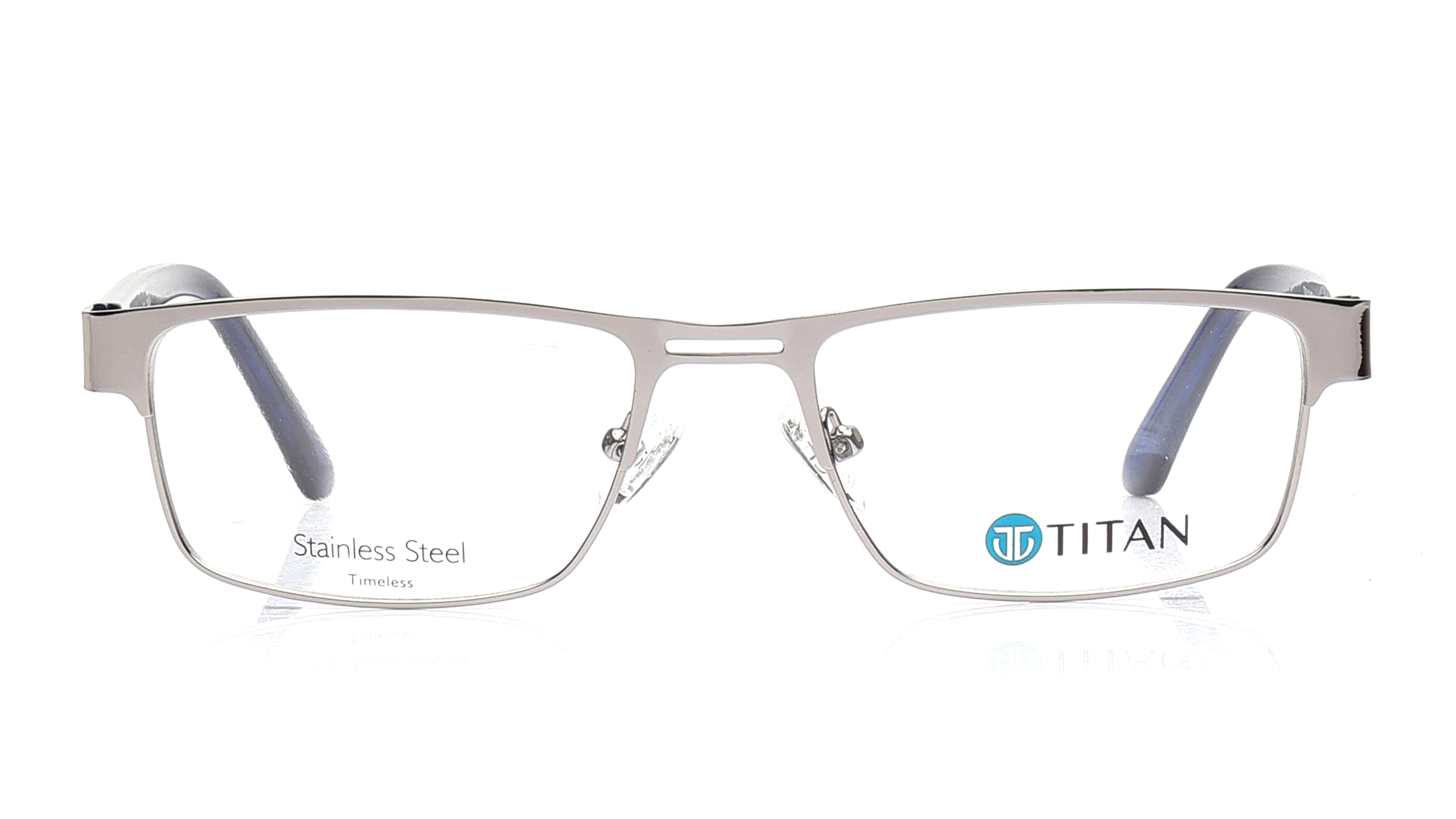 Image 1 of Gun Metal Rectangle Eyeglasses for Men from Ace by Titan Available at Titan Eye+