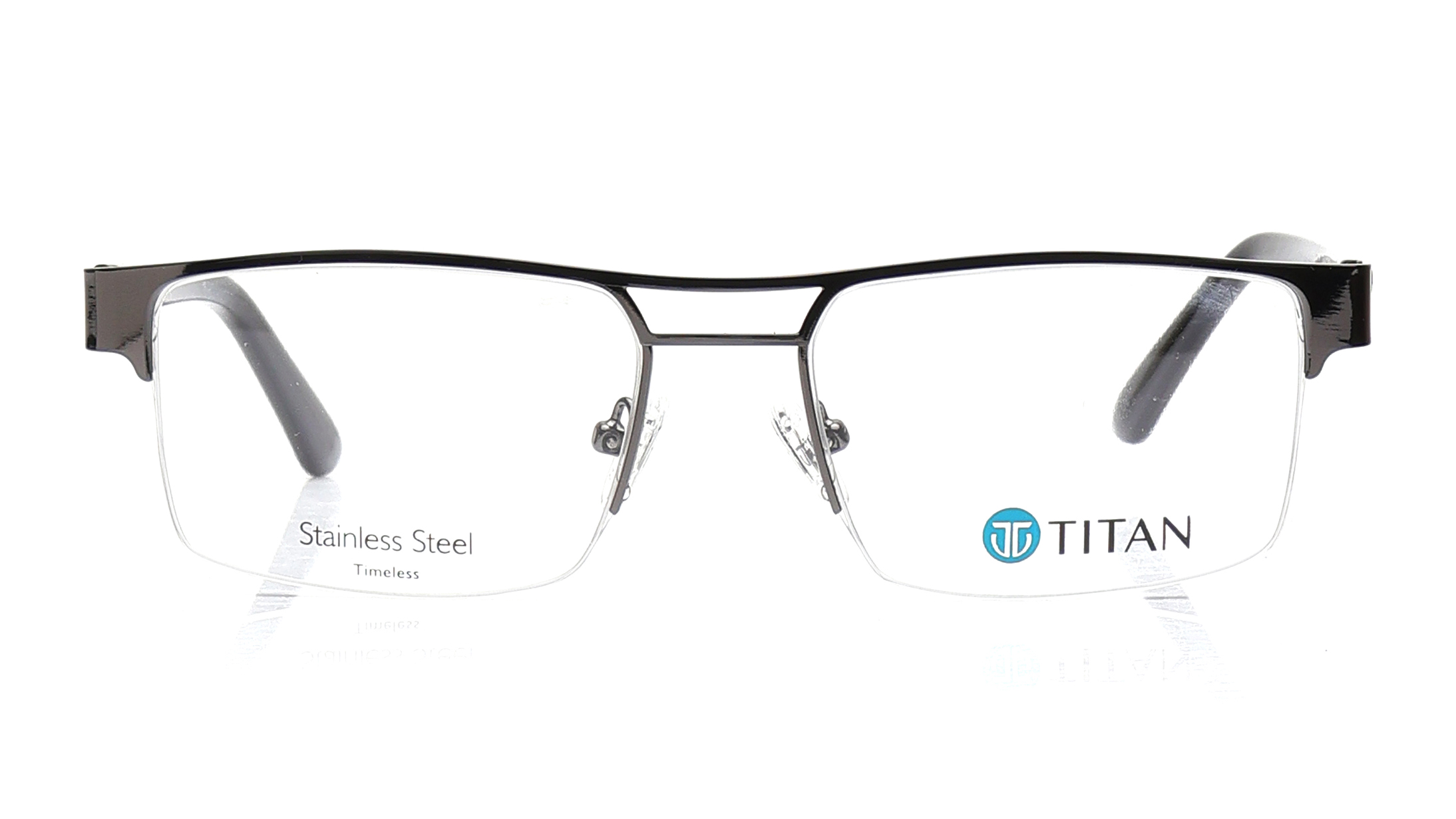 Image 1 of Gun Metal Rectangle Eyeglasses for Men from Ace by Titan Available at Titan Eye+