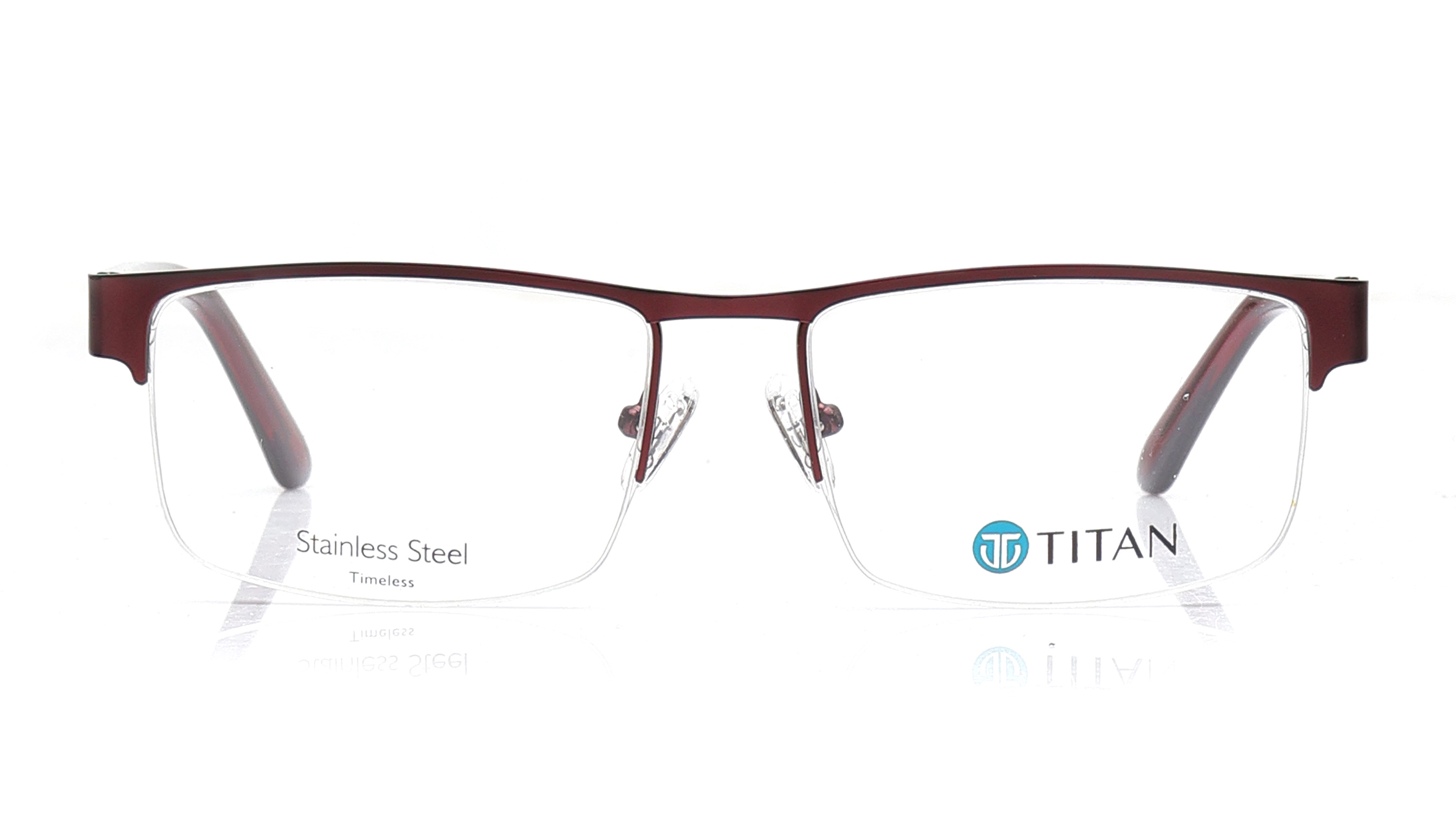 Image 1 of Burgundy Rectangle Eyeglasses for Men and Women from Ace by Titan Available at Titan Eye+