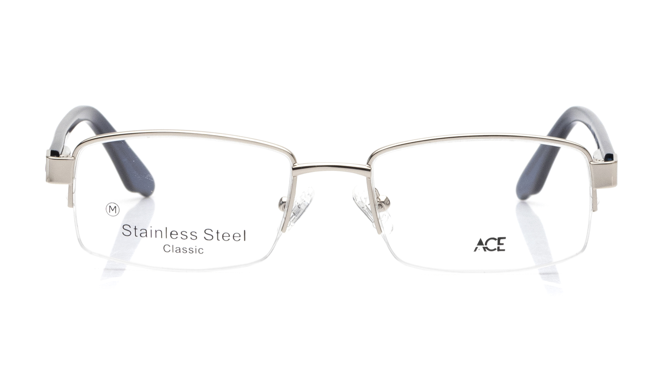 Image 1 of Silver Rectangle Eyeglasses for Men from Ace by Titan Available at Titan Eye+