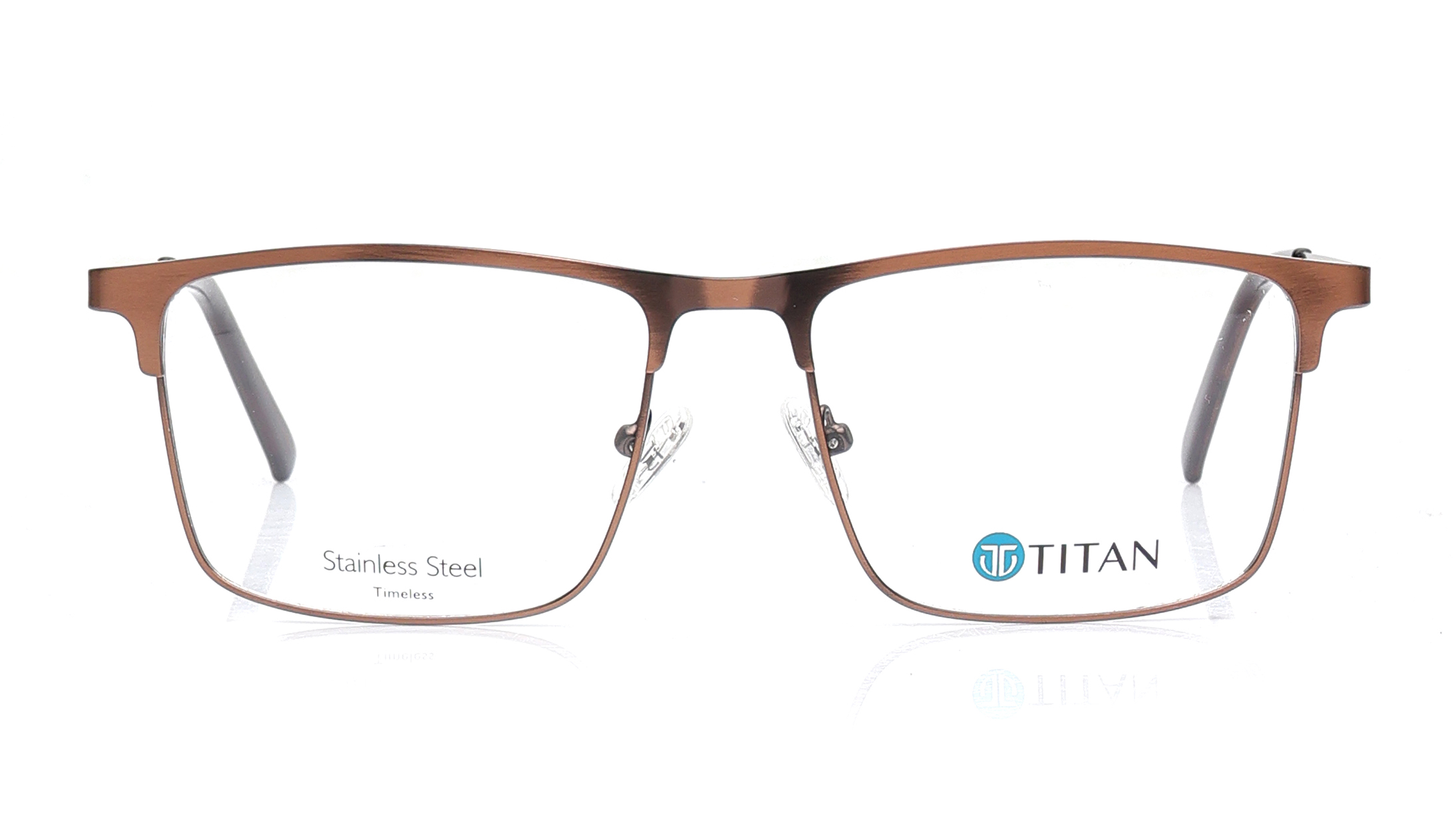 Image 1 of Brown Rectangle Eyeglasses for Men and Women from Ace by Titan Available at Titan Eye+