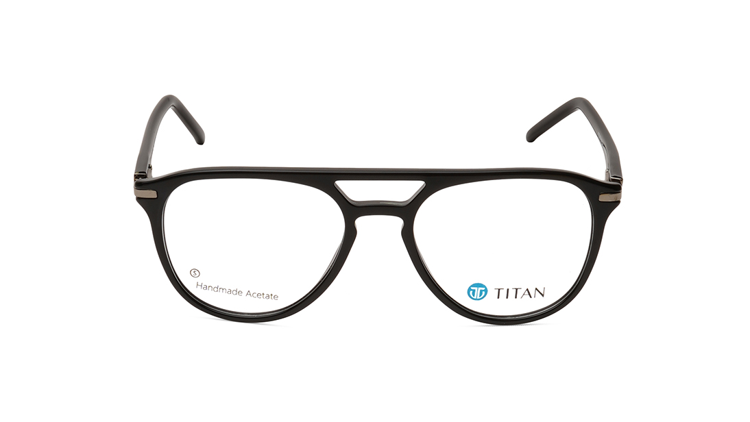Image 3 of Black Pilot Unisex Eyeglasses (TC1057UFP1SBKV|55) from Titan Available at Titan Eye+