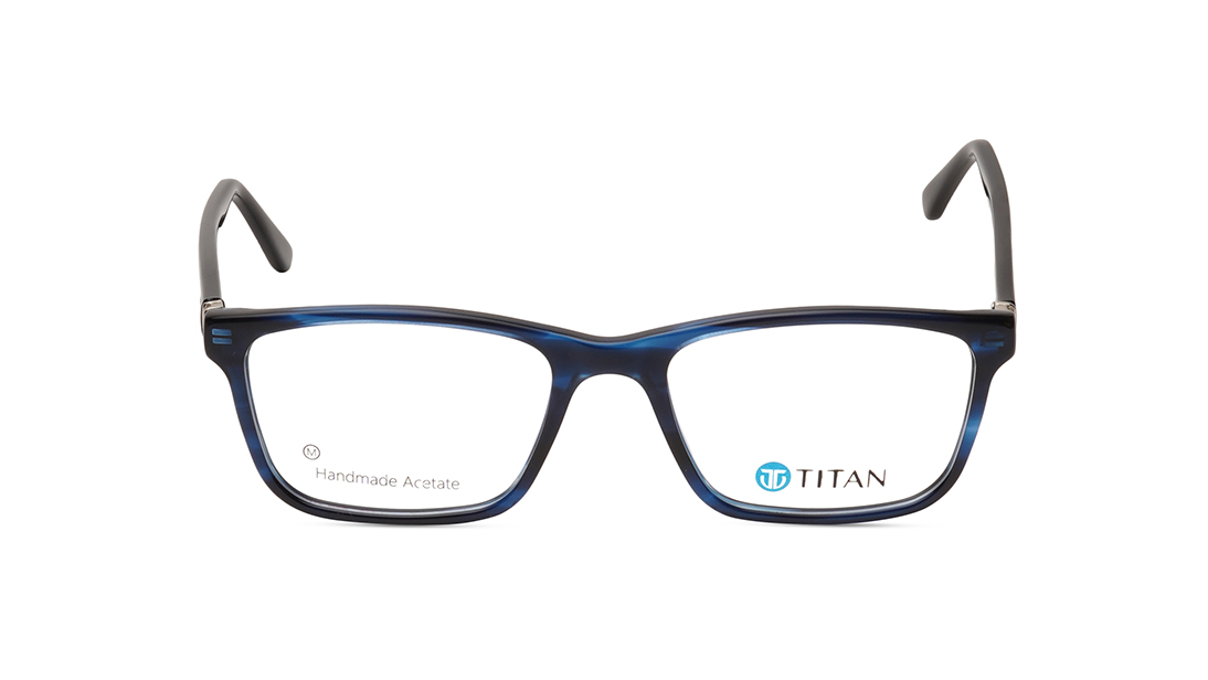 Image 1 of Blue Rectangle Eyeglasses for Men from Titan Available at Titan Eye+