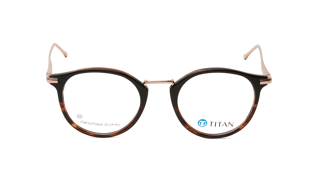 Image 1 of Brown Round Women Eyeglasses (TC1062WFP2MBRV|50) from Titan Available at Titan Eye+