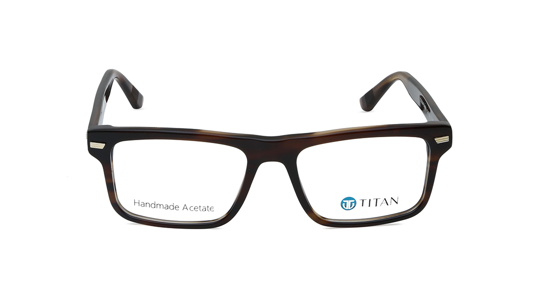 Image 1 of Brown Rectangle Men Eyeglasses (TC1063MFP2MBRV|52) from Titan Available at Titan Eye+