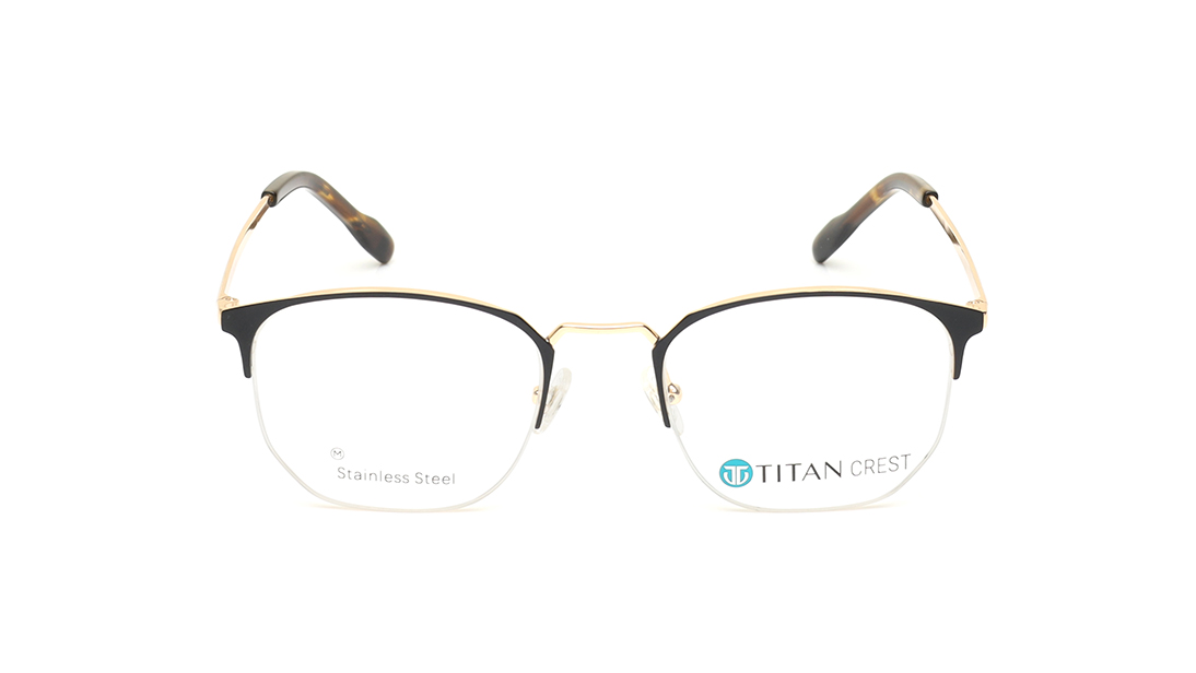 Image 1 of Black Semi-Rimmed Unisex Eyeglasses (TC1092UHM3MBKV|51) from Titan Available at Titan Eye+