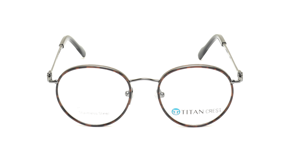 Image 1 of Brown Round Eyeglasses for Men and Women from Titan Available at Titan Eye+