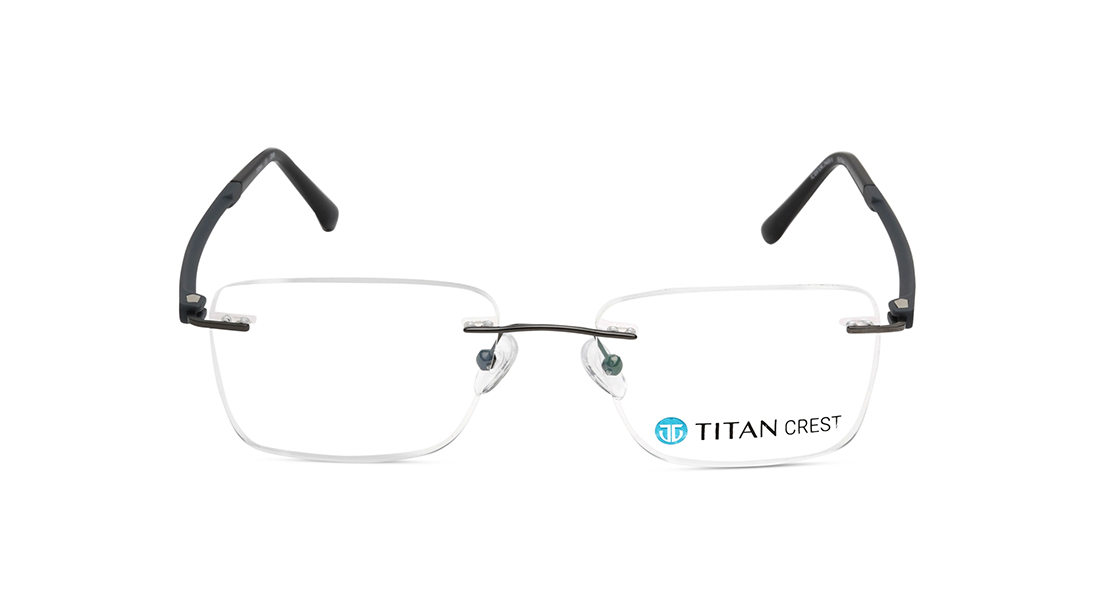 Image 1 of Square Rimless Unisex Eyeglasses (TC1097URC2MGNV|53) from Titan Available at Titan Eye+