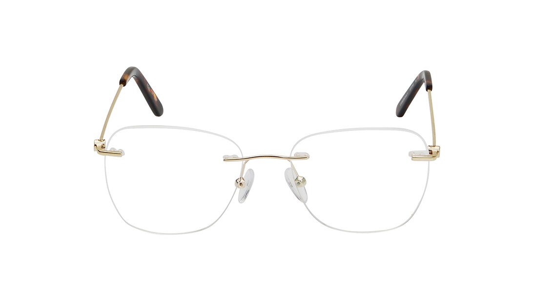 Gold Square Rimless Eyeglasses Fastrack TC1098URM1MGLV at best price Titan Eye