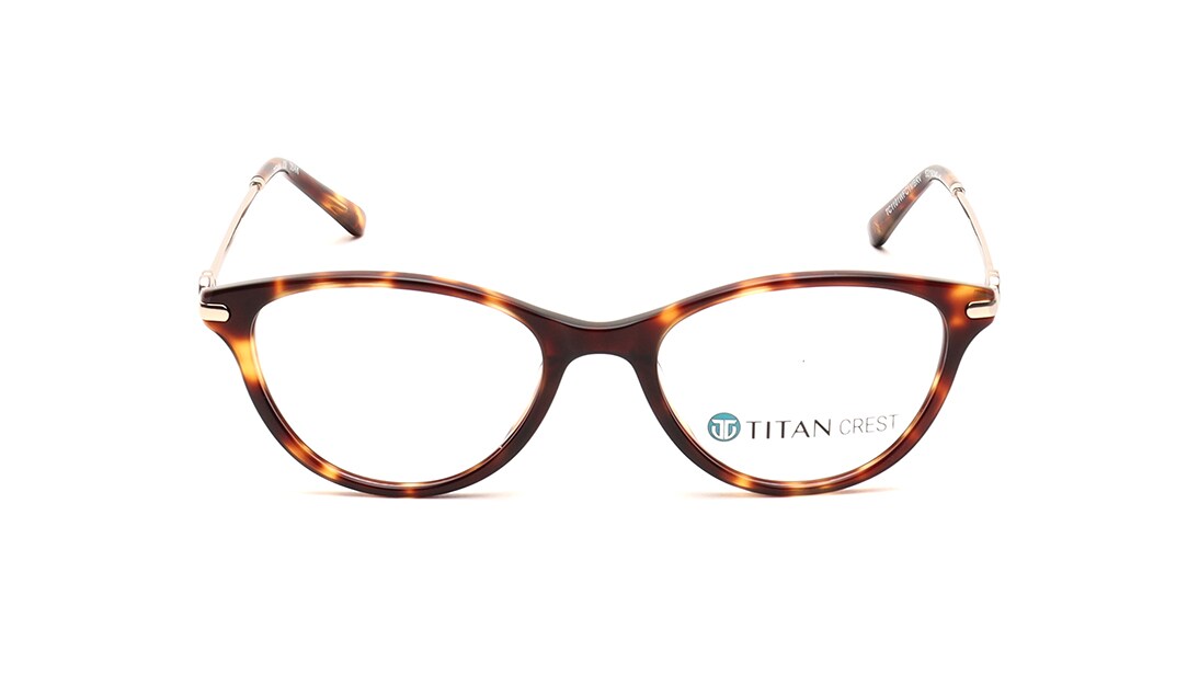 Image 1 of Brown CatEye Rimmed Women Eyeglasses (TC1101WFC1MBRV|52) from Titan Available at Titan Eye+