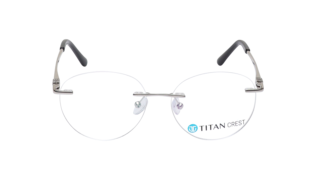 Image 1 of Silver Round Rimless Eyeglasses for Men and Women from Titan Available at Titan Eye+