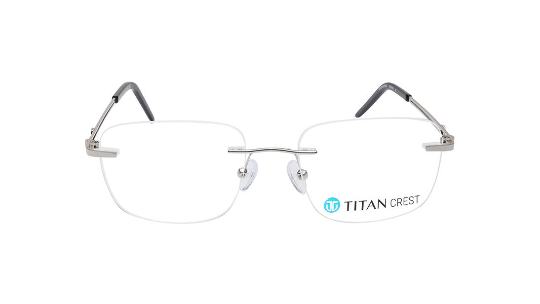 Image 1 of Silver Square Rimless Eyeglasses for Men and Women from Titan Available at Titan Eye+