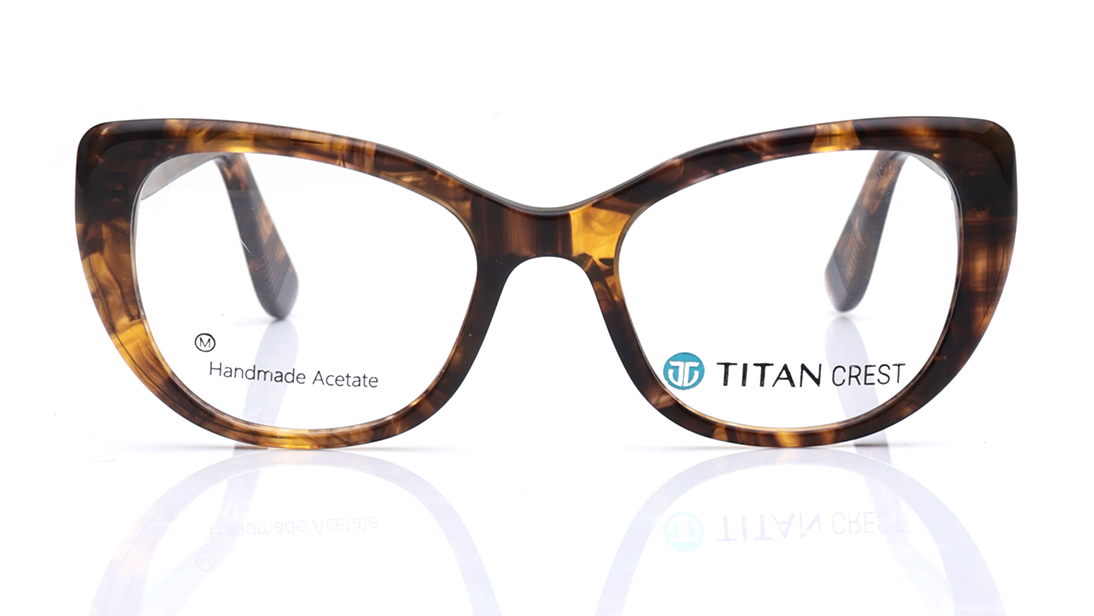 Image 1 of Brown Cateye Rimmed Eyeglasses for Men from Titan Available at Titan Eye+