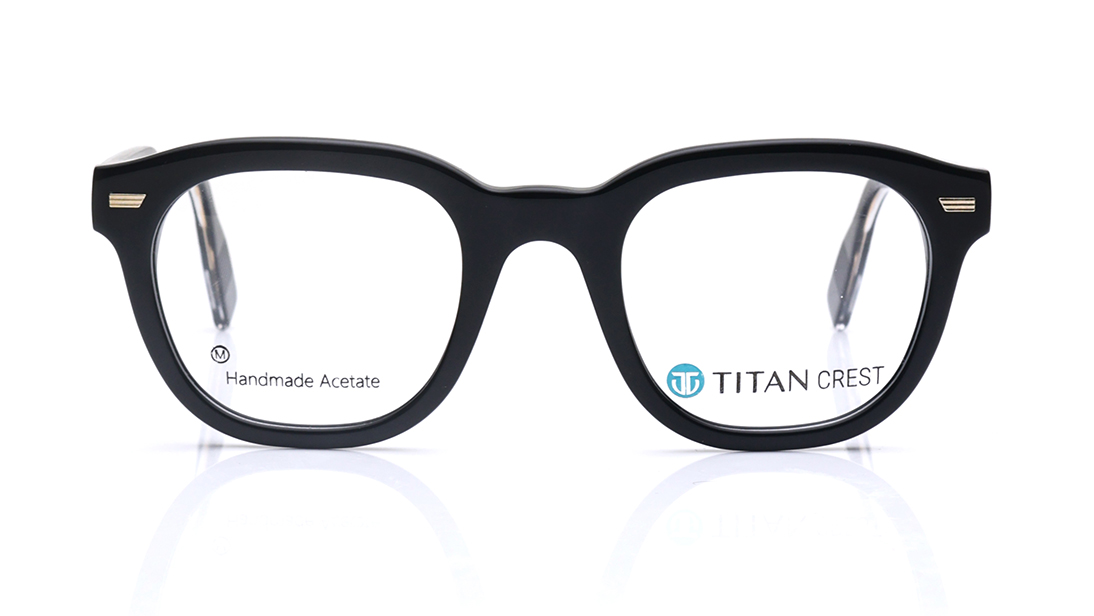 Image 1 of Black Round Rimmed Eyeglasses for Men from Titan Available at Titan Eye+