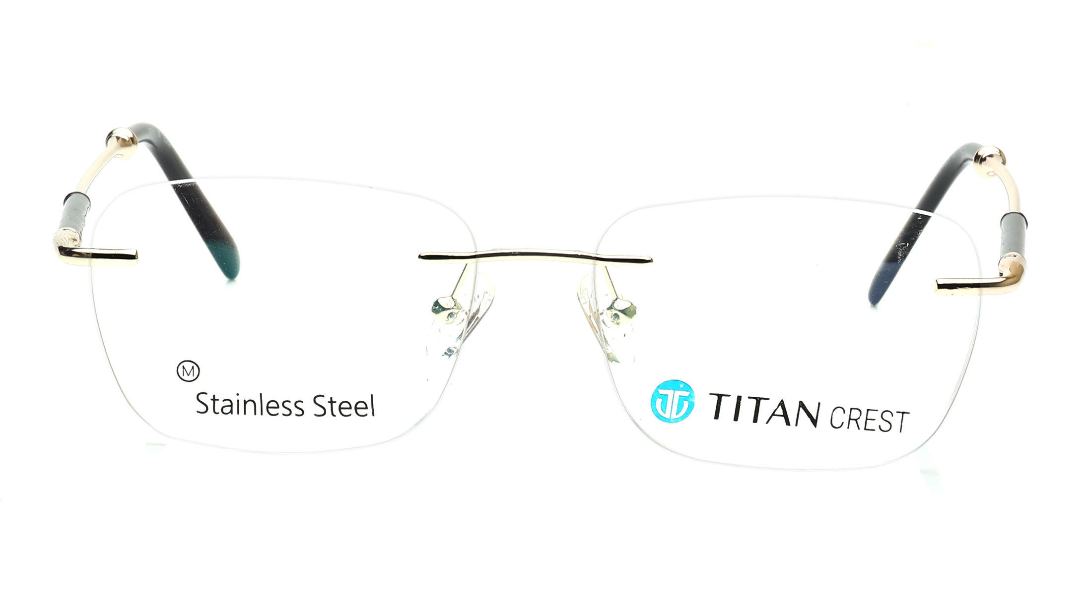 Image 1 of Gold Rectangle Eyeglasses for Women from Titan Available at Titan Eye+