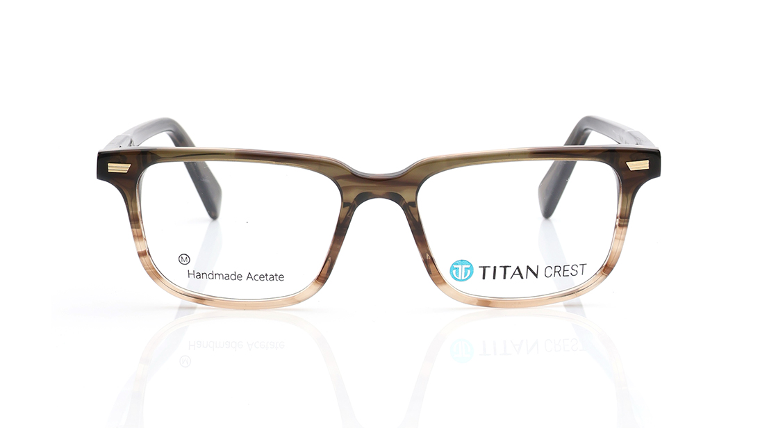 Image 1 of Rectangle Green Rimmed Eyeglasses for Men from Titan Available at Titan Eye+
