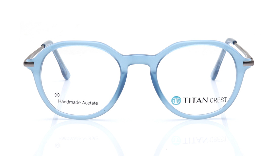 Image 1 of Blue Round Eyeglasses for Men and Women from Titan Available at Titan Eye+