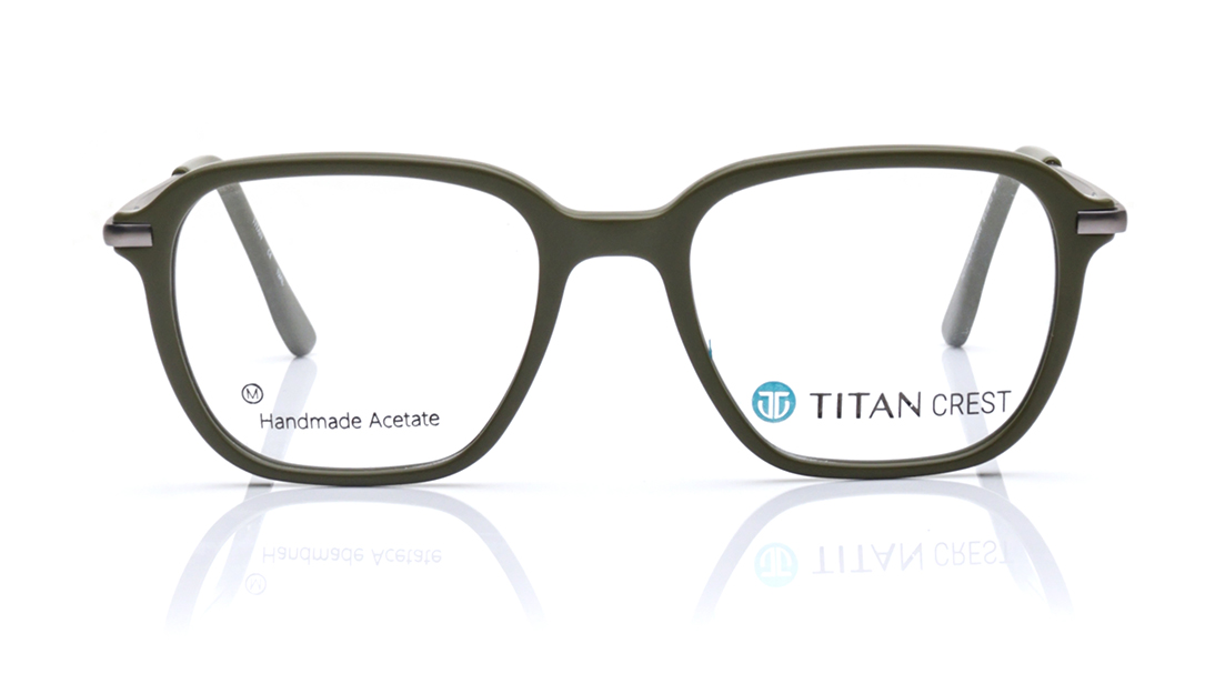 Image 1 of Green Geometric Eyeglasses for Men and Women from Titan Available at Titan Eye+
