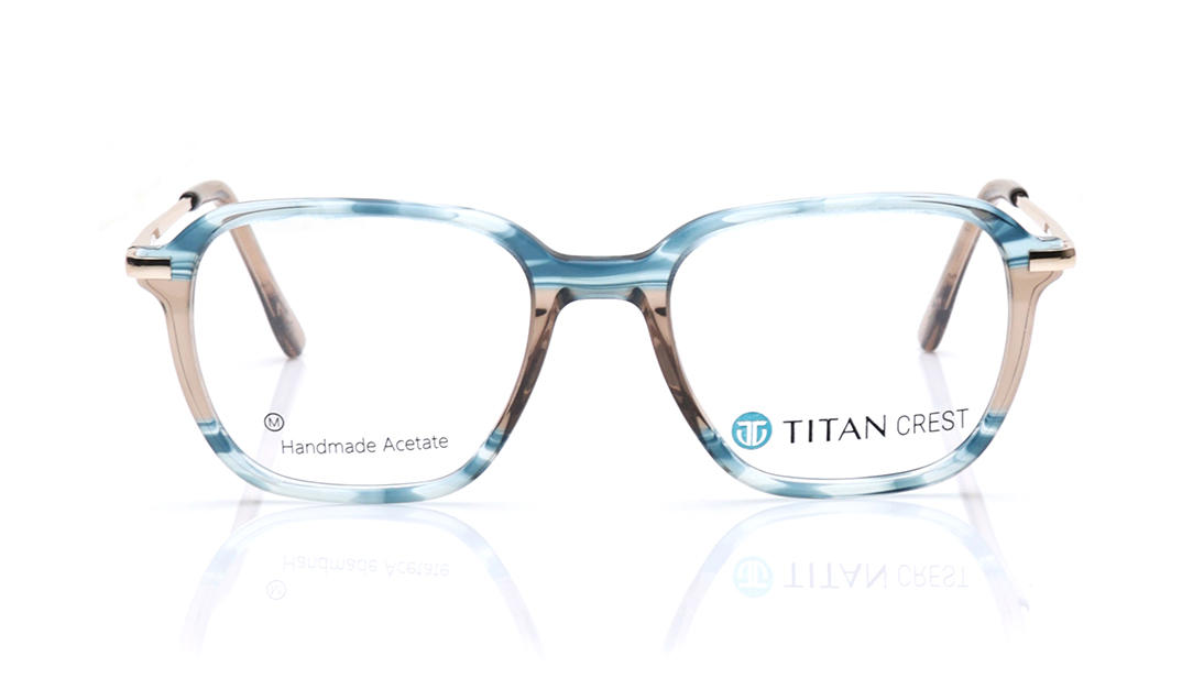 Image 1 of Blue Geometric Eyeglasses for Men and Women from Titan Available at Titan Eye+