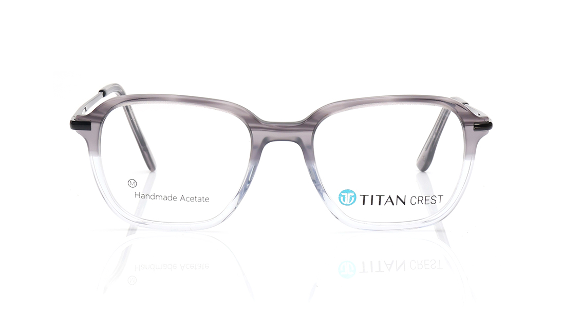 Image 1 of Grey Geometric Eyeglasses for Men and Women from Titan Available at Titan Eye+