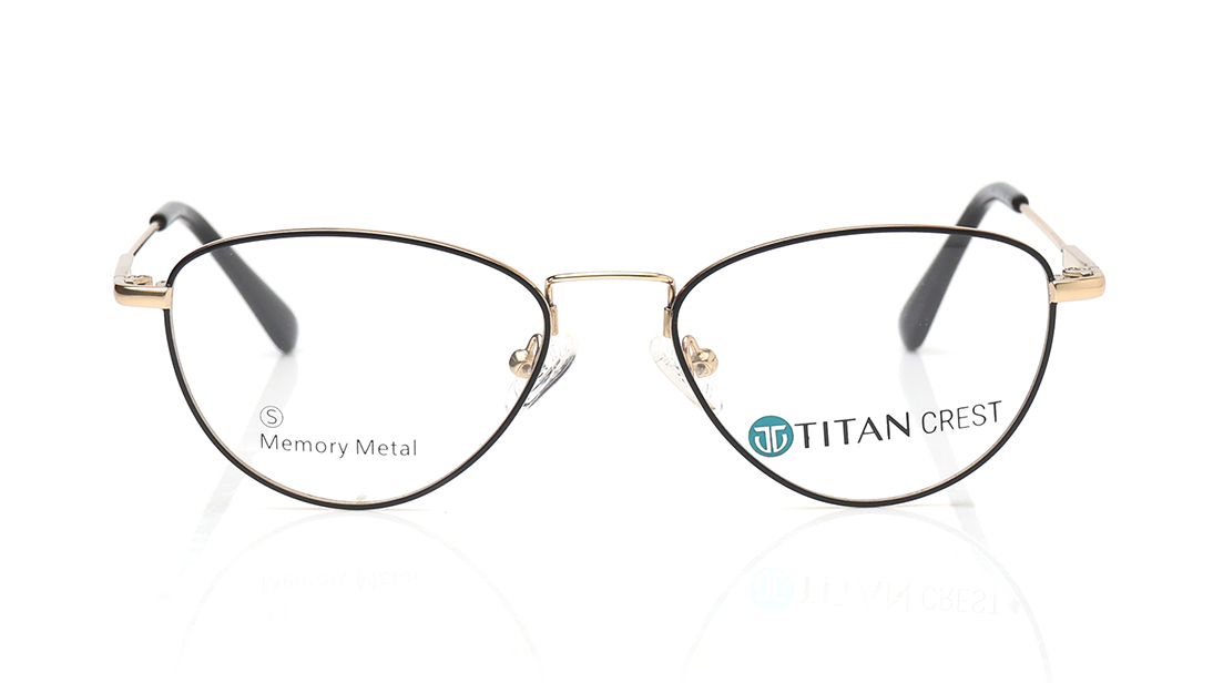 Image 1 of Gold CatEye Rimmed Eyeglasses for Women from Titan Available at Titan Eye+