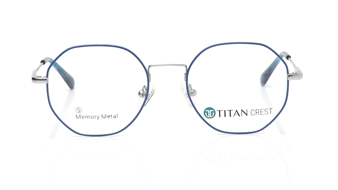 Image 1 of Silver Geometric Rimmed Eyeglasses for Women from Titan Available at Titan Eye+