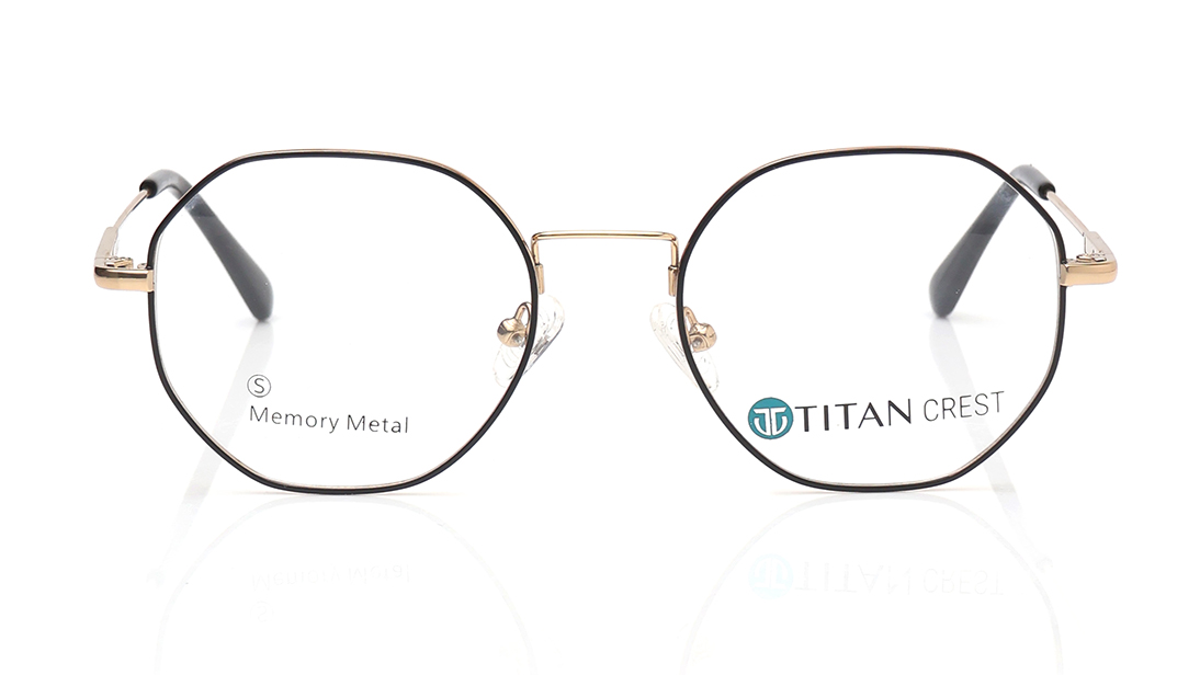 Image 1 of Gold Geometric Rimmed Eyeglasses for Women from Titan Available at Titan Eye+