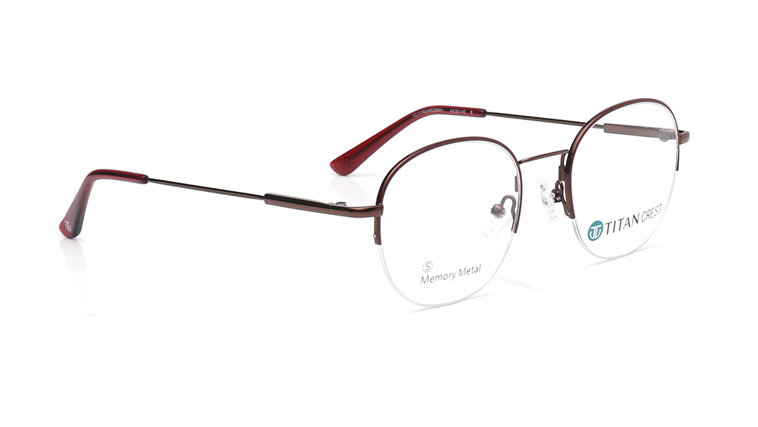 Brown Round Semi-Rimmed Eyeglasses for Men and Women