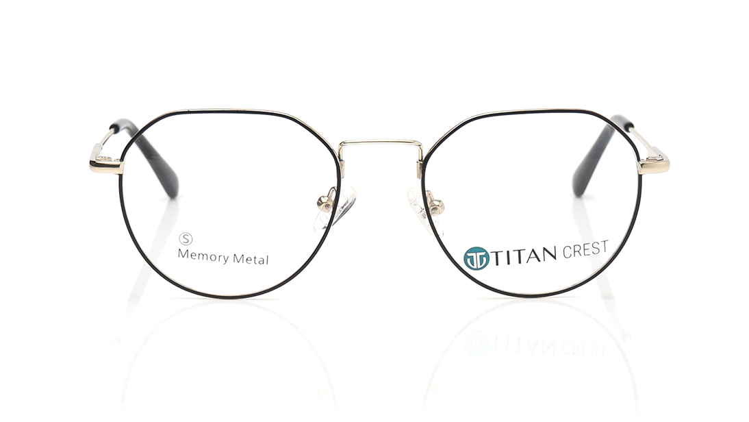 Image 1 of Gold Geometric Rimmed Eyeglasses for Men and Women from Titan Available at Titan Eye+