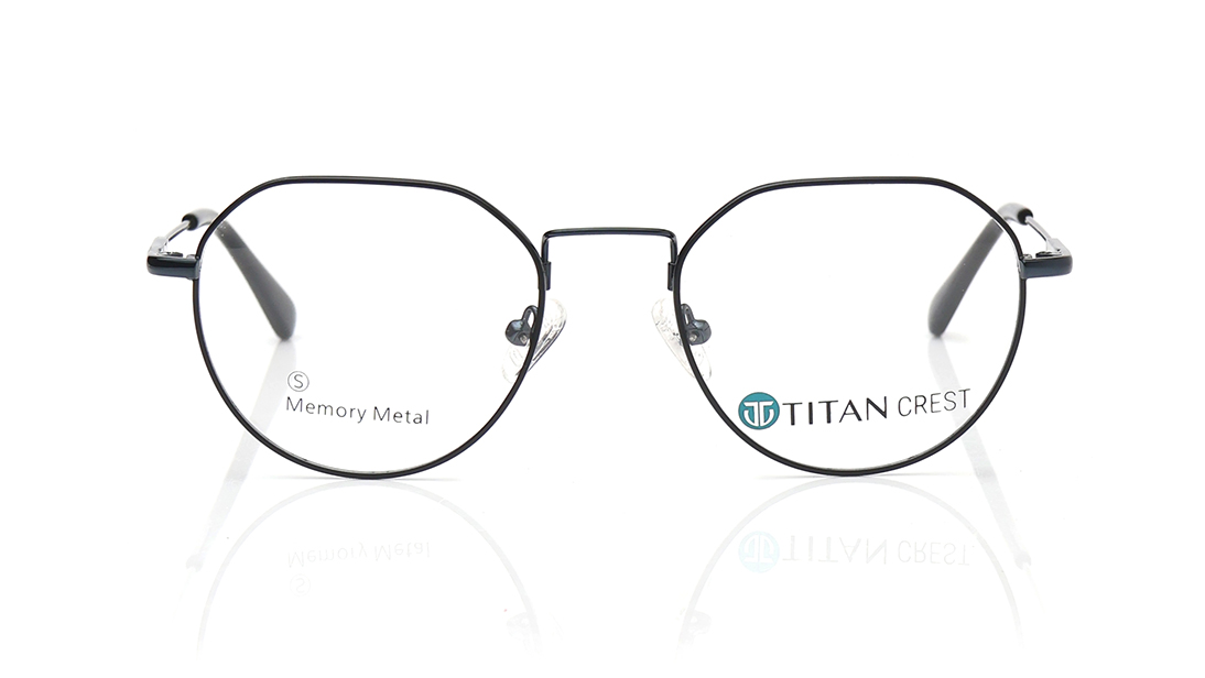 Image 1 of Blue Geometric Rimmed Eyeglasses for Men and Women from Titan Available at Titan Eye+