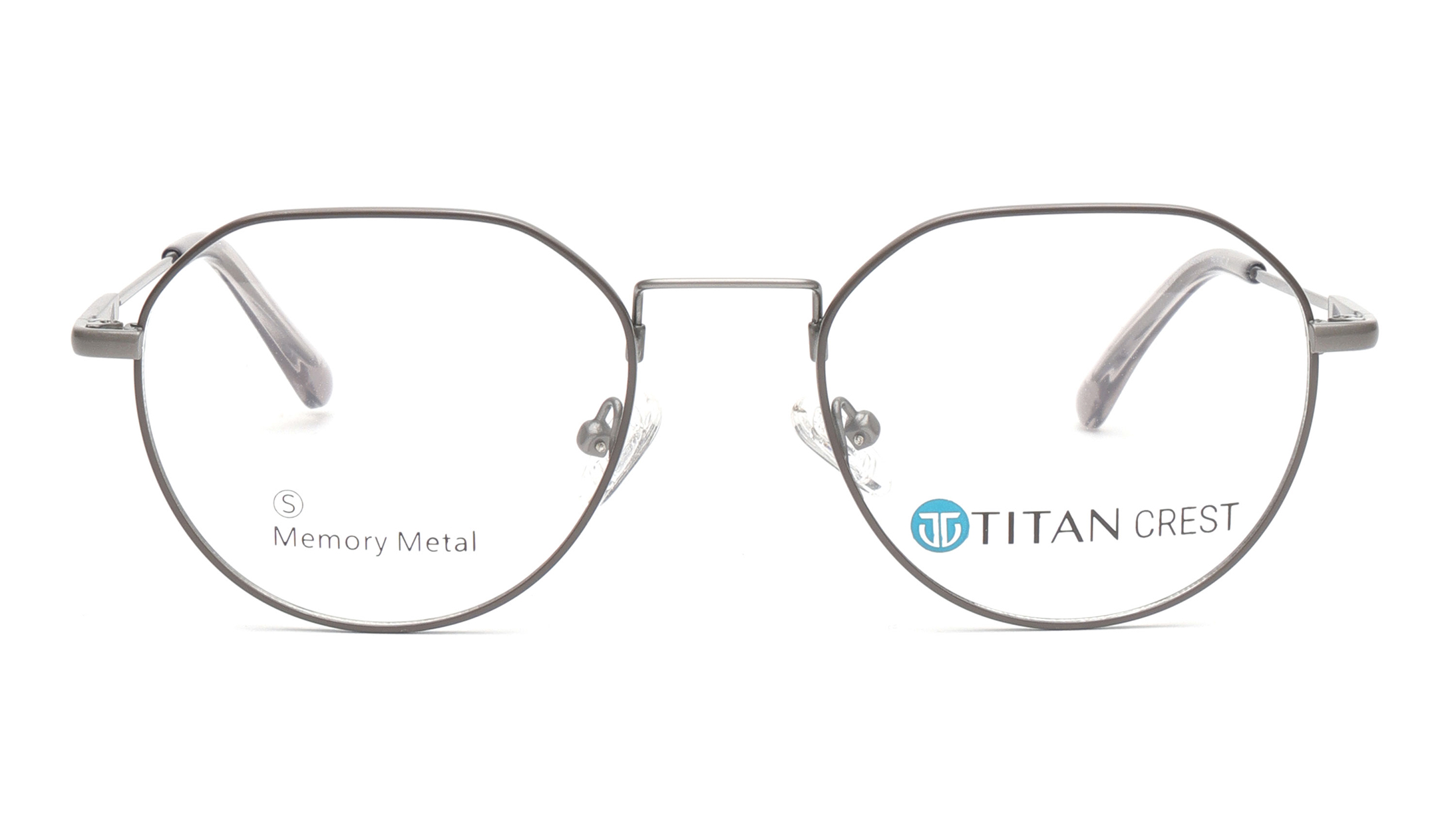 Image 1 of Grey Geometric Eyeglasses for Men and Women from Titan Available at Titan Eye+