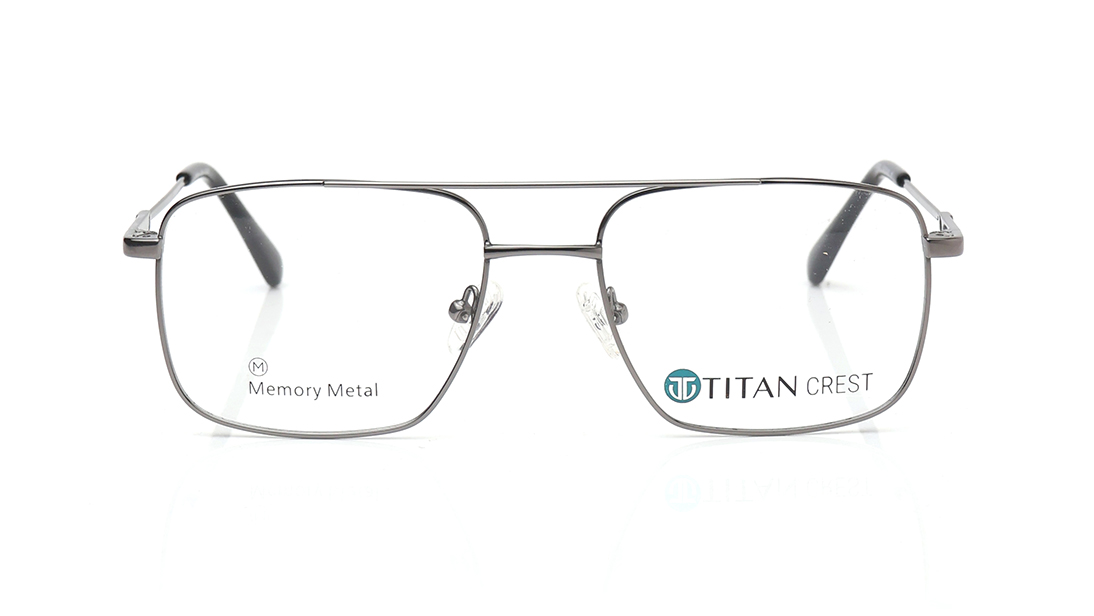 Image 1 of Gun Metal Navigator Rimmed Eyeglasses for Men from Titan Available at Titan Eye+