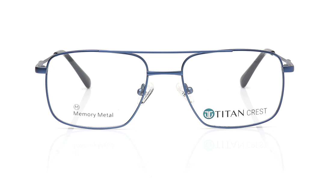 Image 1 of Blue Navigator Rimmed Eyeglasses for Men from Titan Available at Titan Eye+