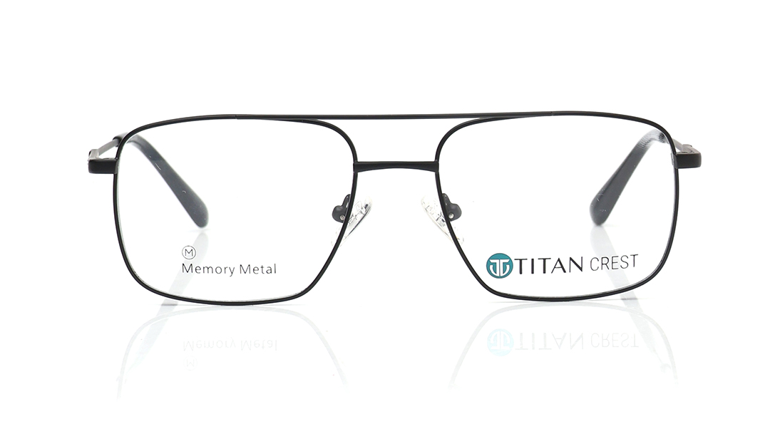 Image 1 of Black Navigator Rimmed Eyeglasses for Men from Titan Available at Titan Eye+
