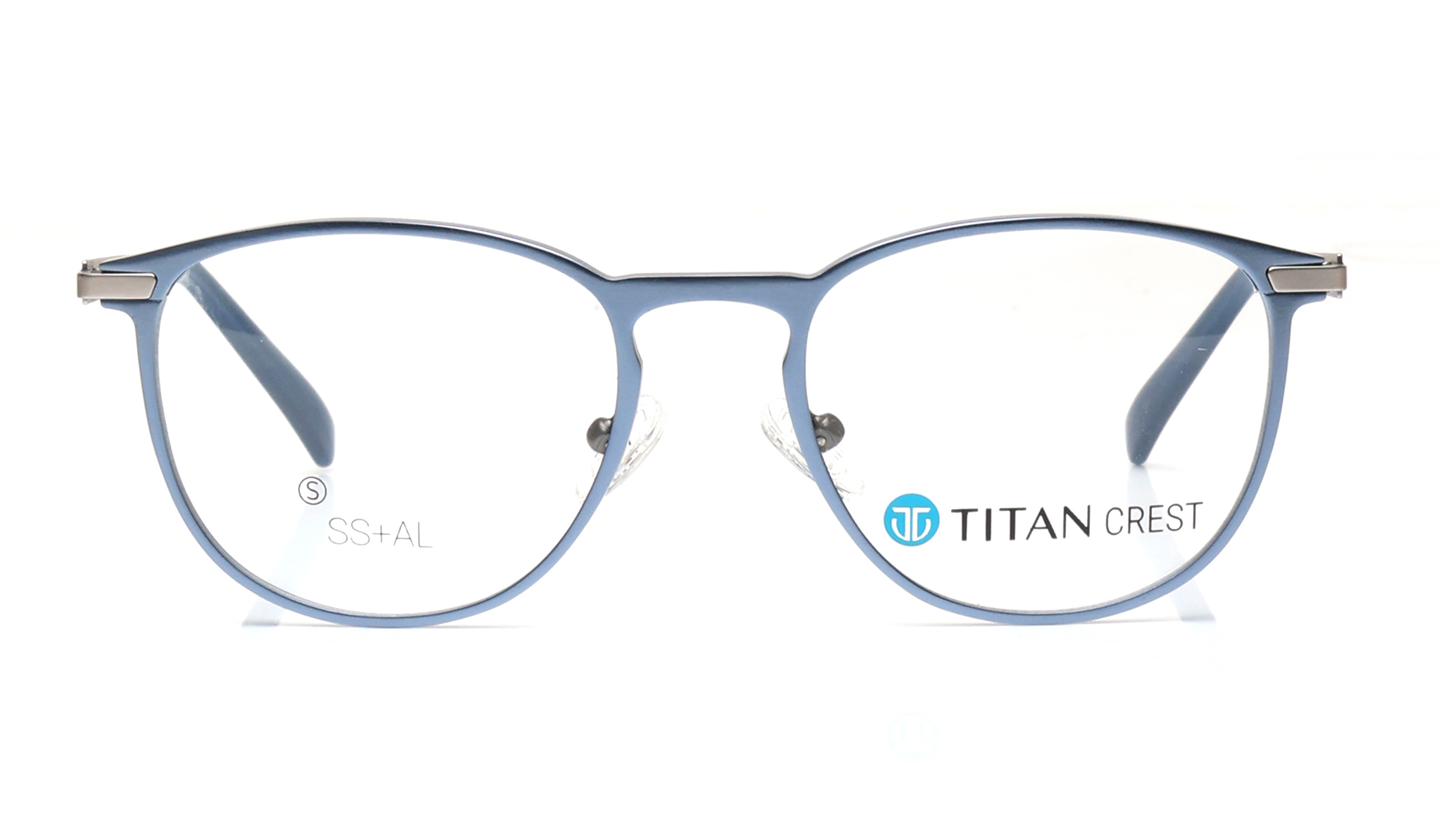Image 1 of Titan Crest Round Blue  Rimmed Eyeglasses for Men and Women from Titan Available at Titan Eye+