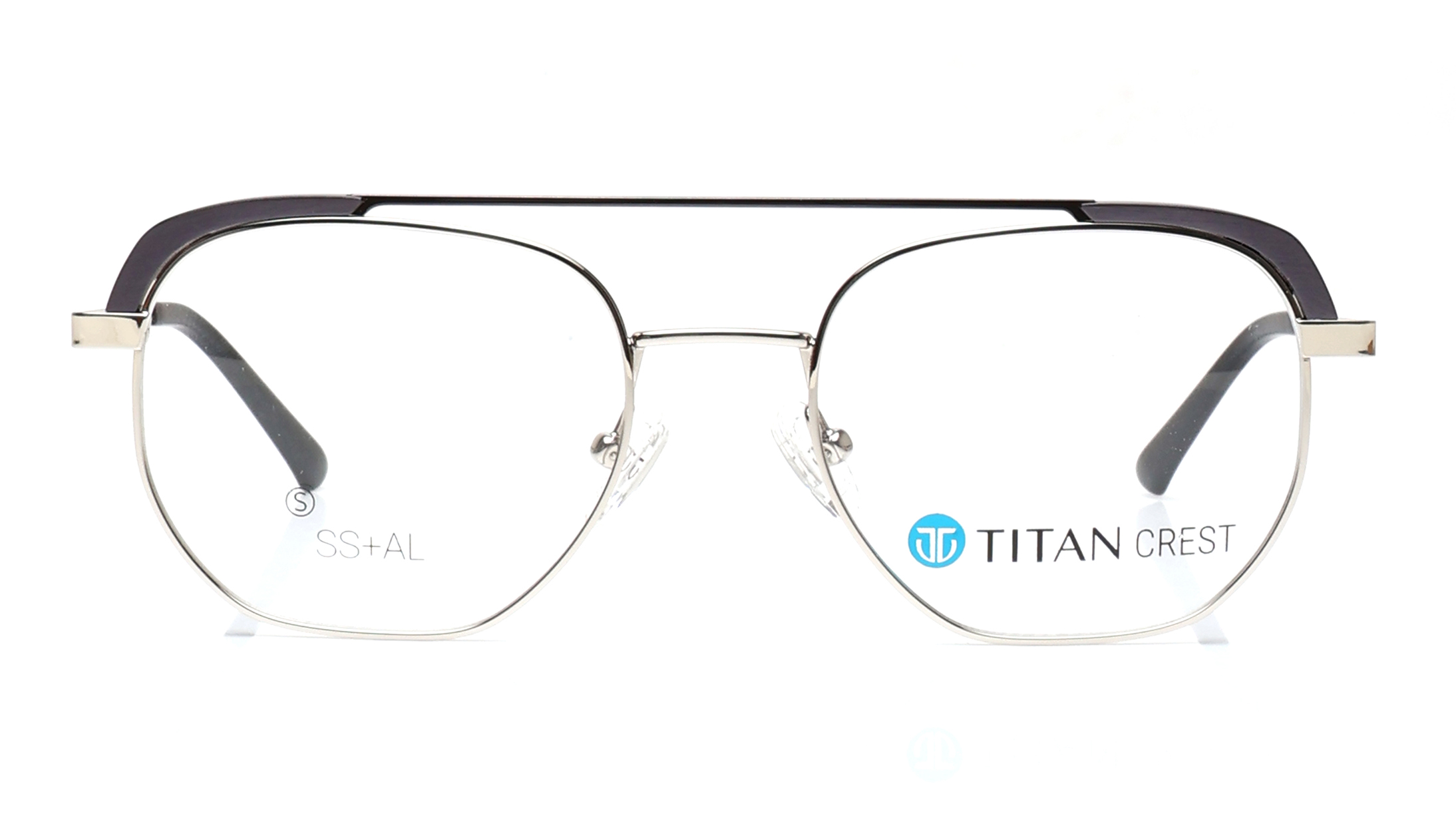 Image 1 of Titan Crest Navigator Silver  Rimmed Eyeglasses for Men from Titan Available at Titan Eye+