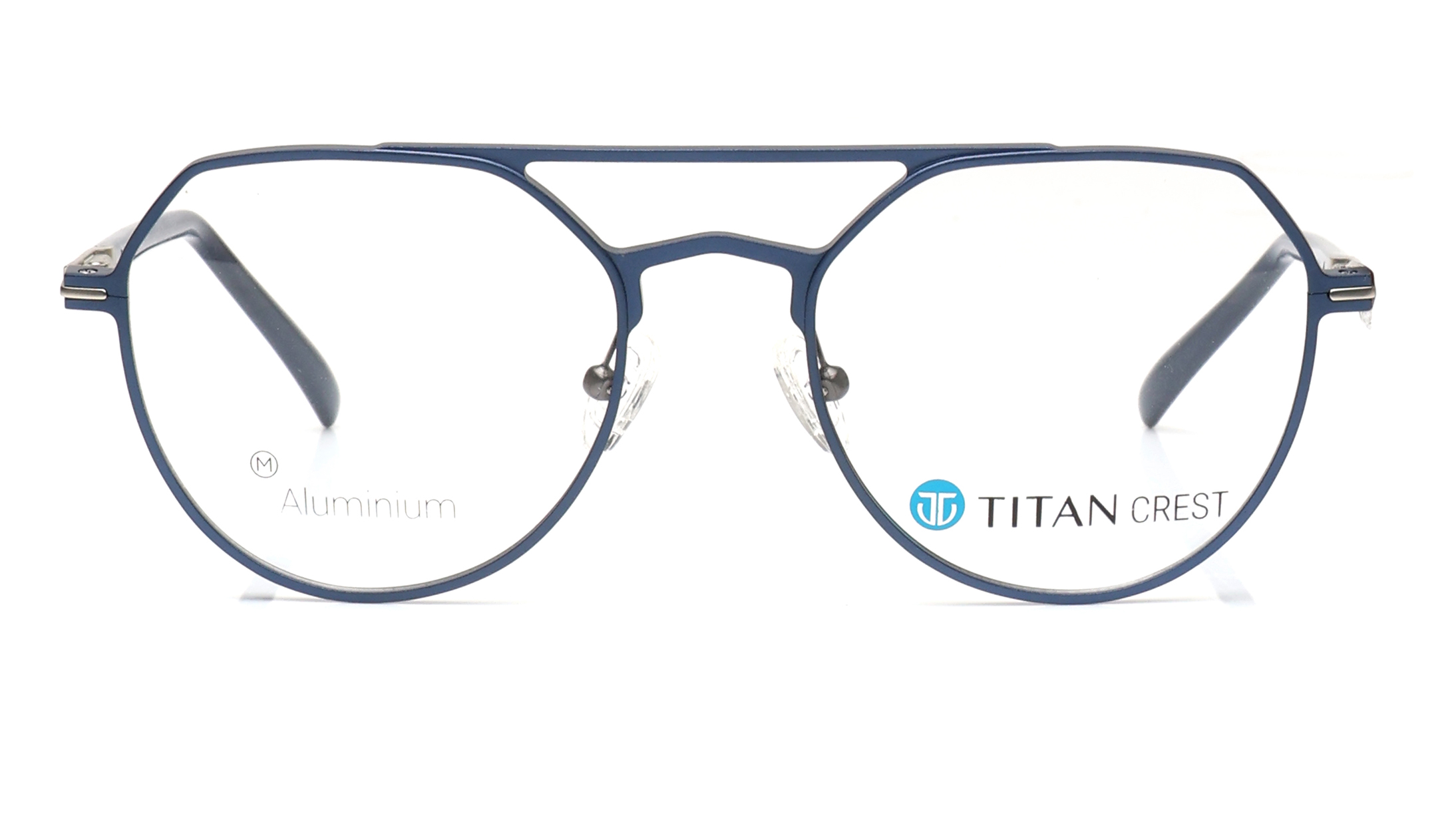Image 1 of Titan Crest Aviator Blue  Rimmed Eyeglasses for Men from Titan Available at Titan Eye+