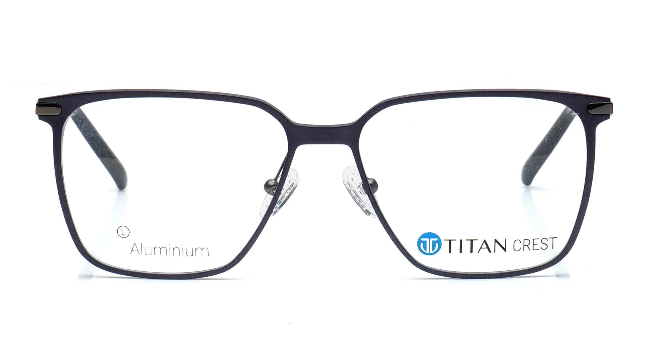 Image 1 of Titan Crest Square Gun Metal Rimmed Eyeglasses for Men from Titan Available at Titan Eye+